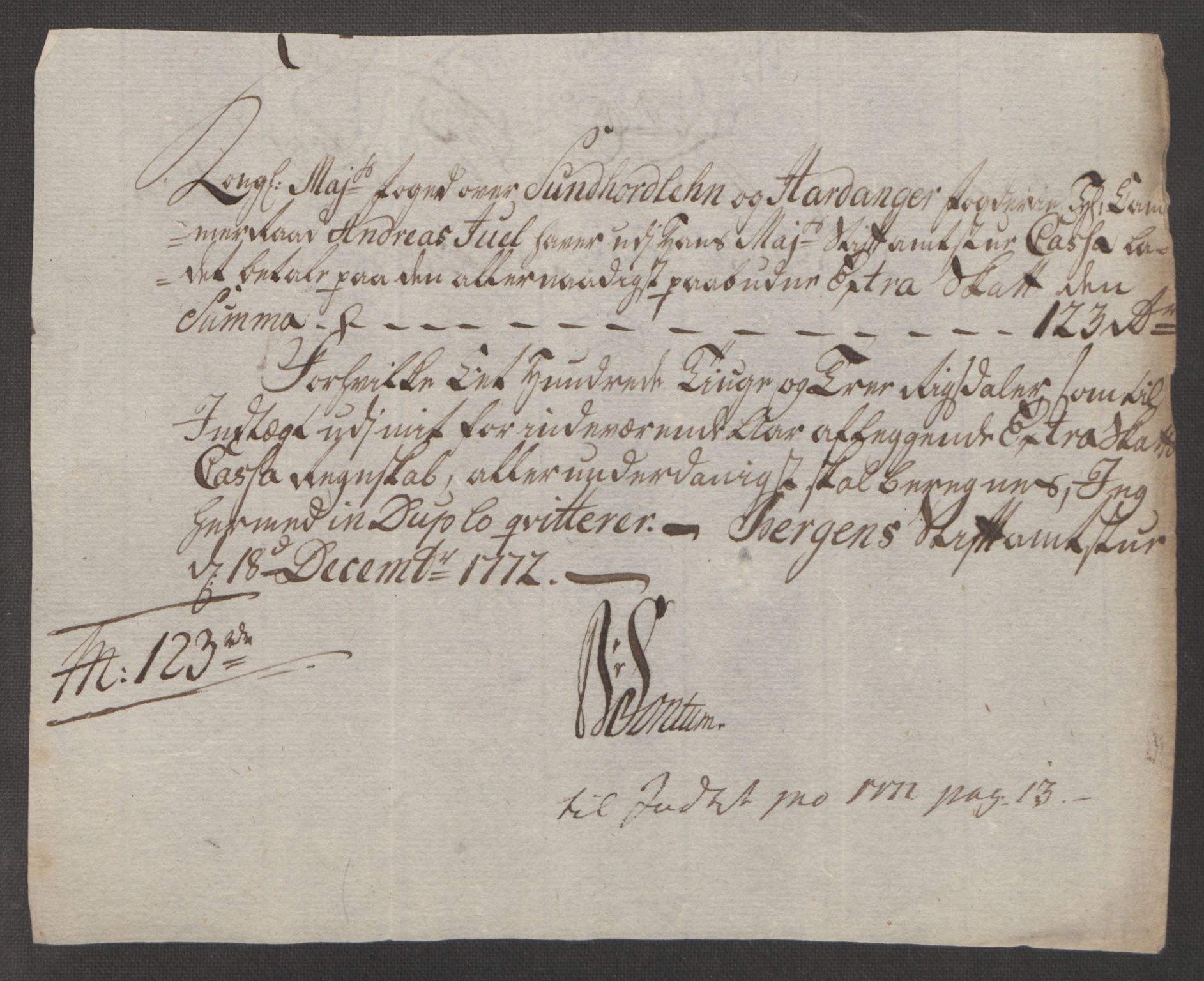 Rentekammeret inntil 1814, Reviderte regnskaper, Fogderegnskap, AV/RA-EA-4092/R48/L3136: Ekstraskatten Sunnhordland og Hardanger, 1762-1772, s. 275