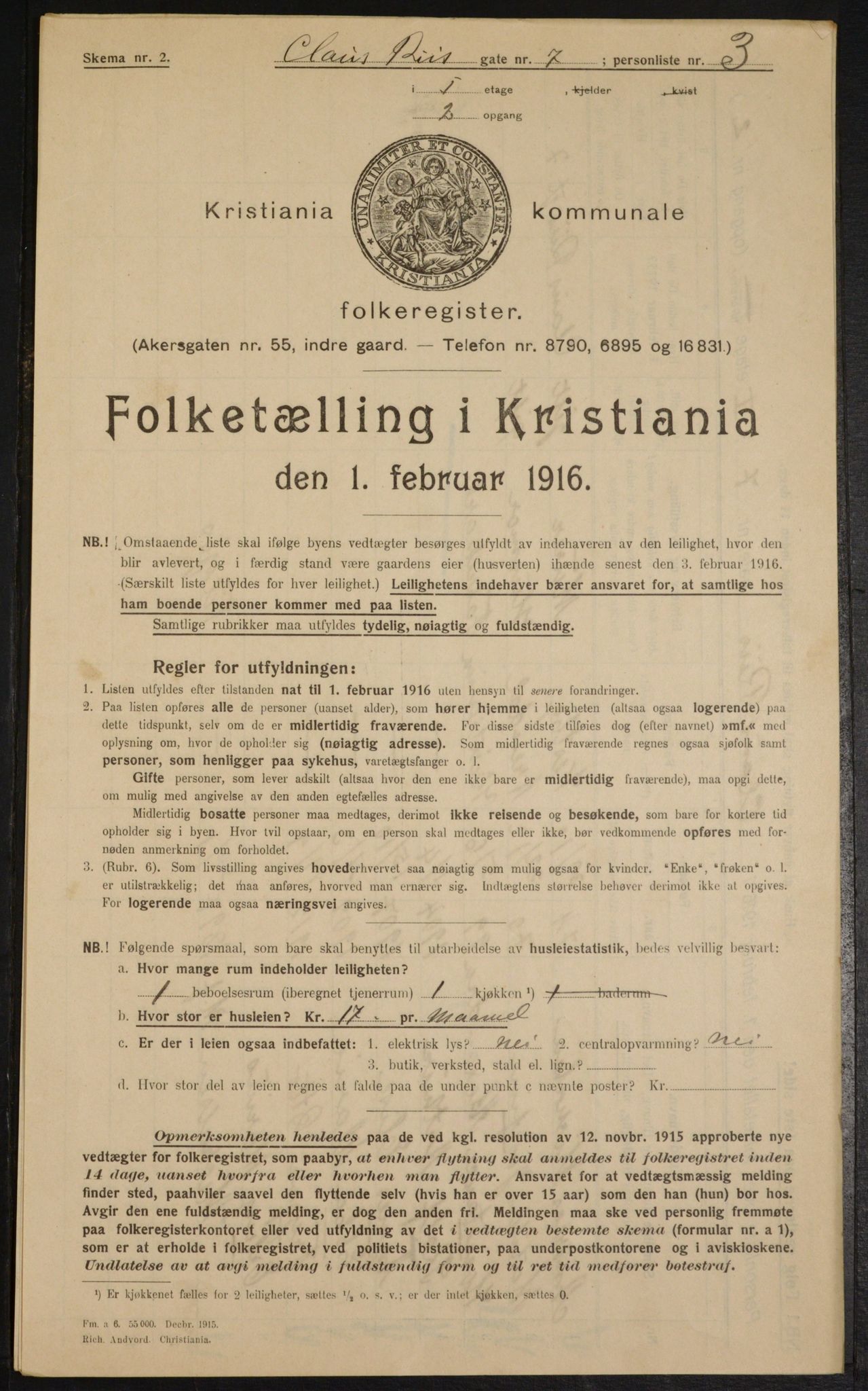 OBA, Kommunal folketelling 1.2.1916 for Kristiania, 1916, s. 12825