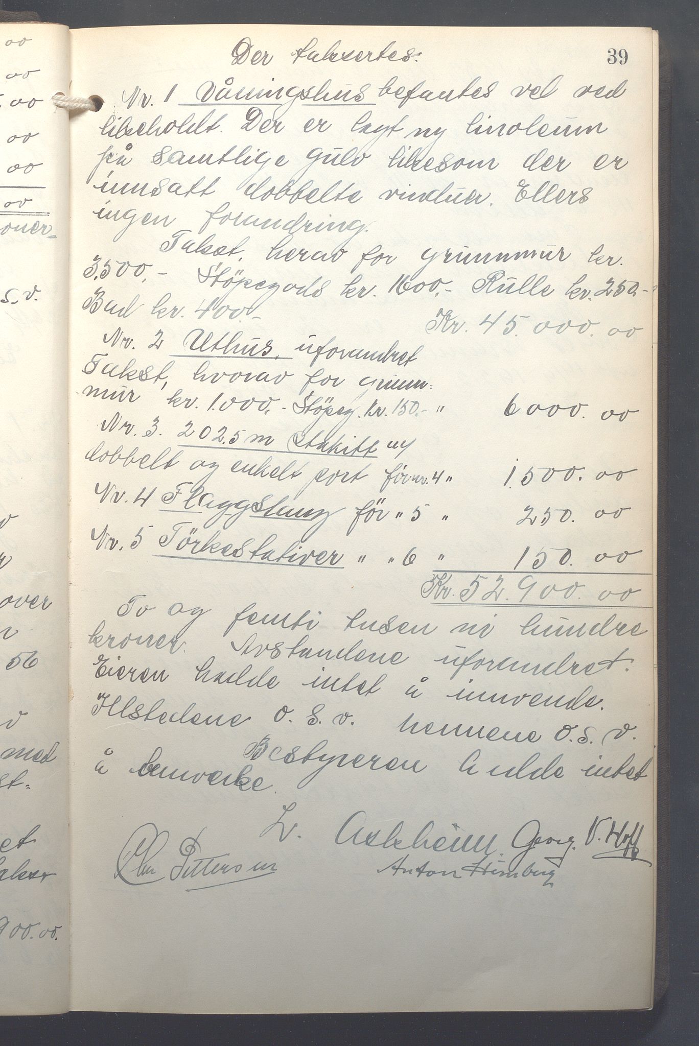 Lensmennene i Aker, OBA/A-10133/F/Fb/L0004: Branntakstprotokoll, 1931-1937, s. 39
