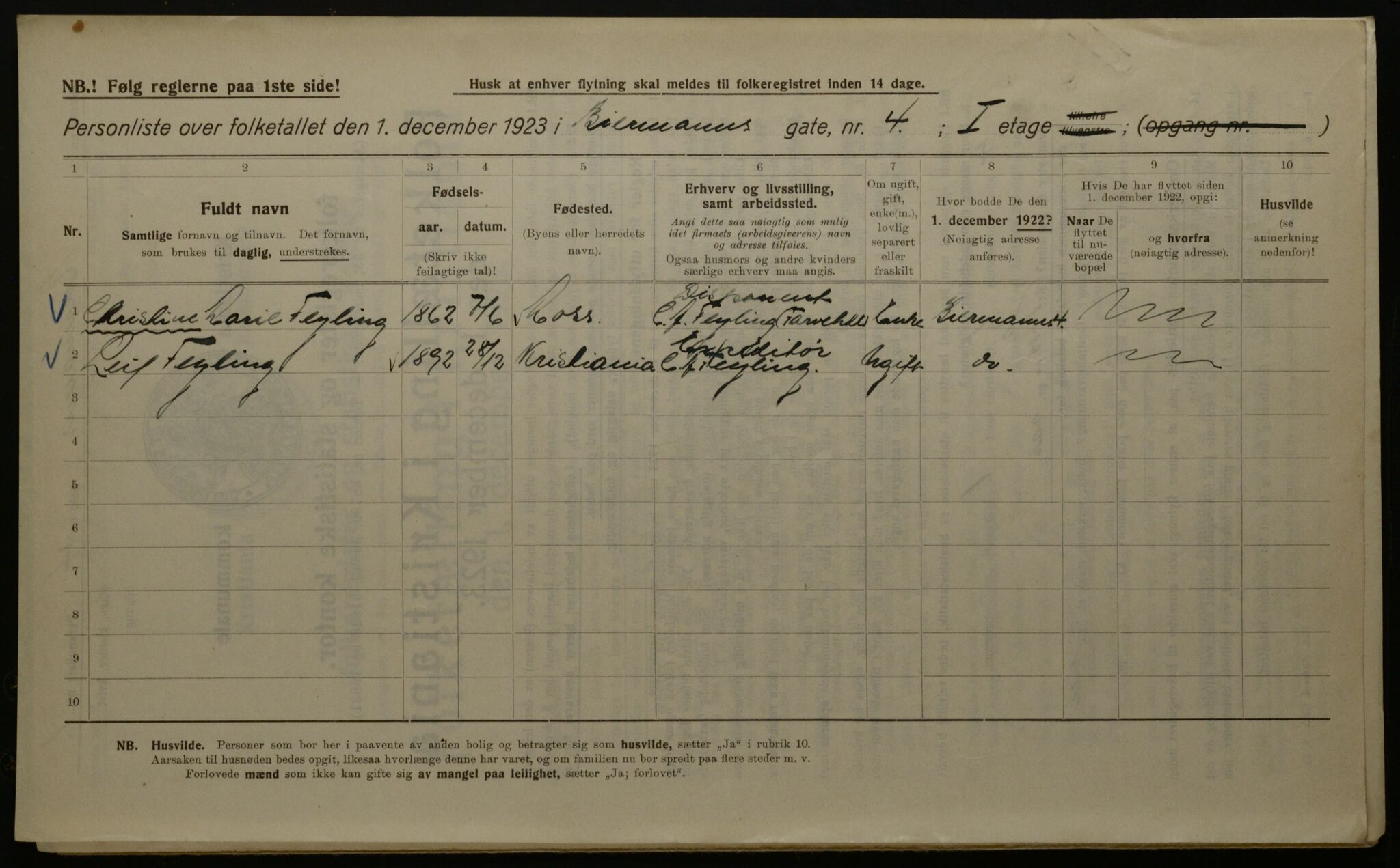 OBA, Kommunal folketelling 1.12.1923 for Kristiania, 1923, s. 5809