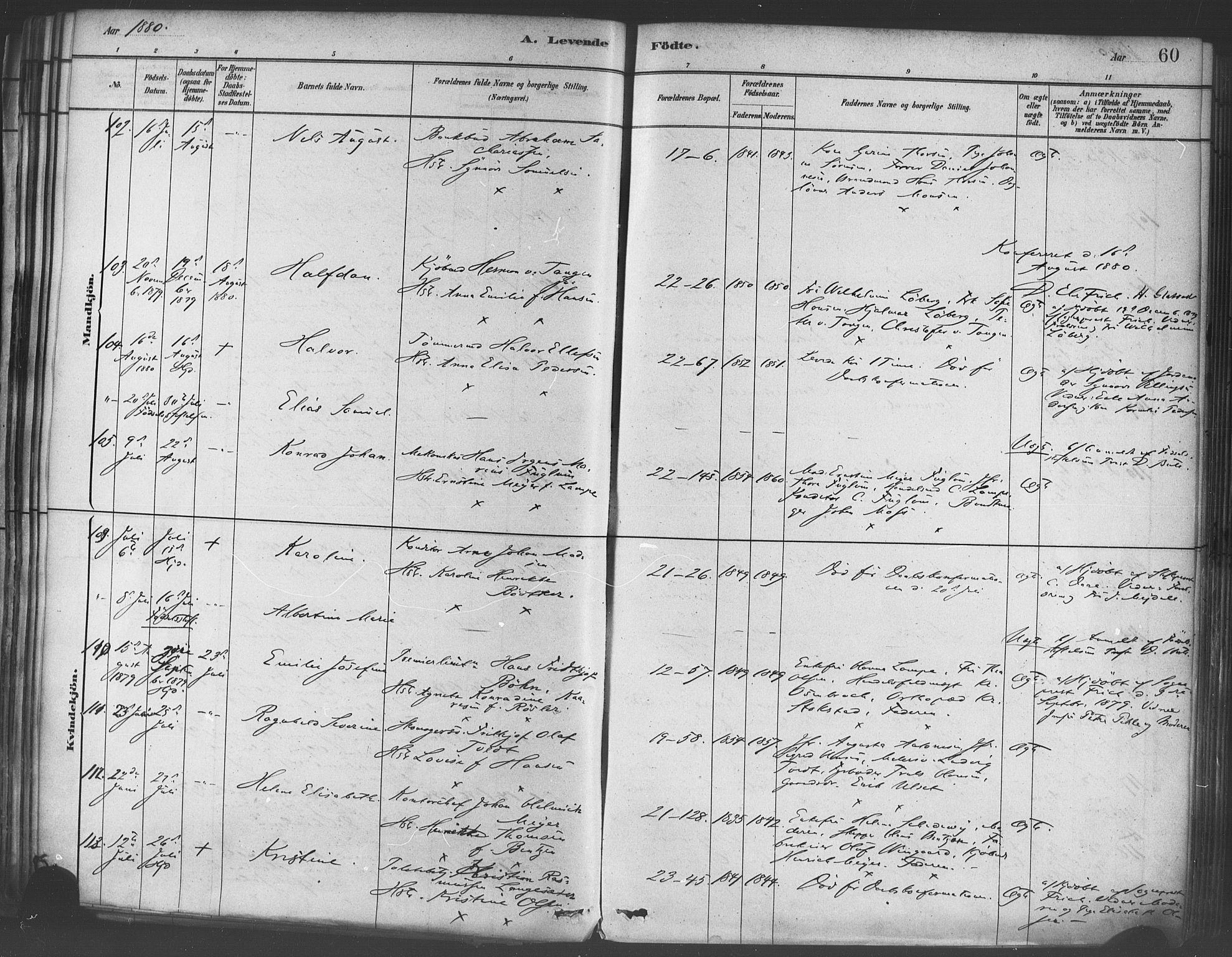 Korskirken sokneprestembete, SAB/A-76101/H/Haa/L0021: Ministerialbok nr. B 7, 1878-1889, s. 60