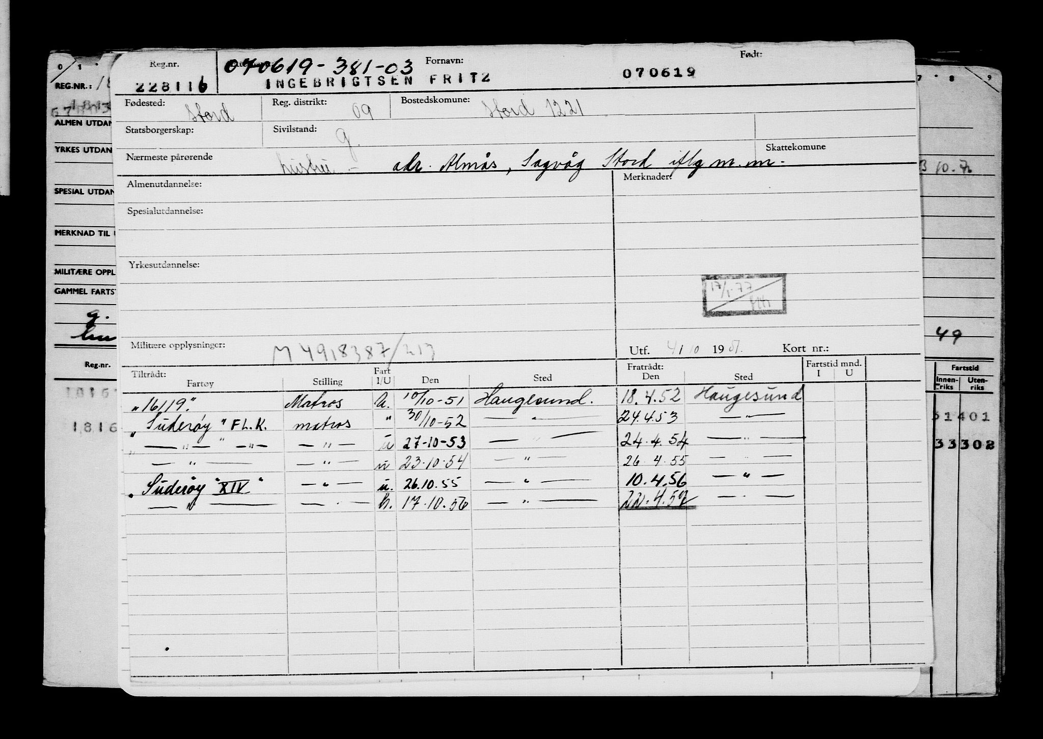 Direktoratet for sjømenn, AV/RA-S-3545/G/Gb/L0169: Hovedkort, 1919, s. 397