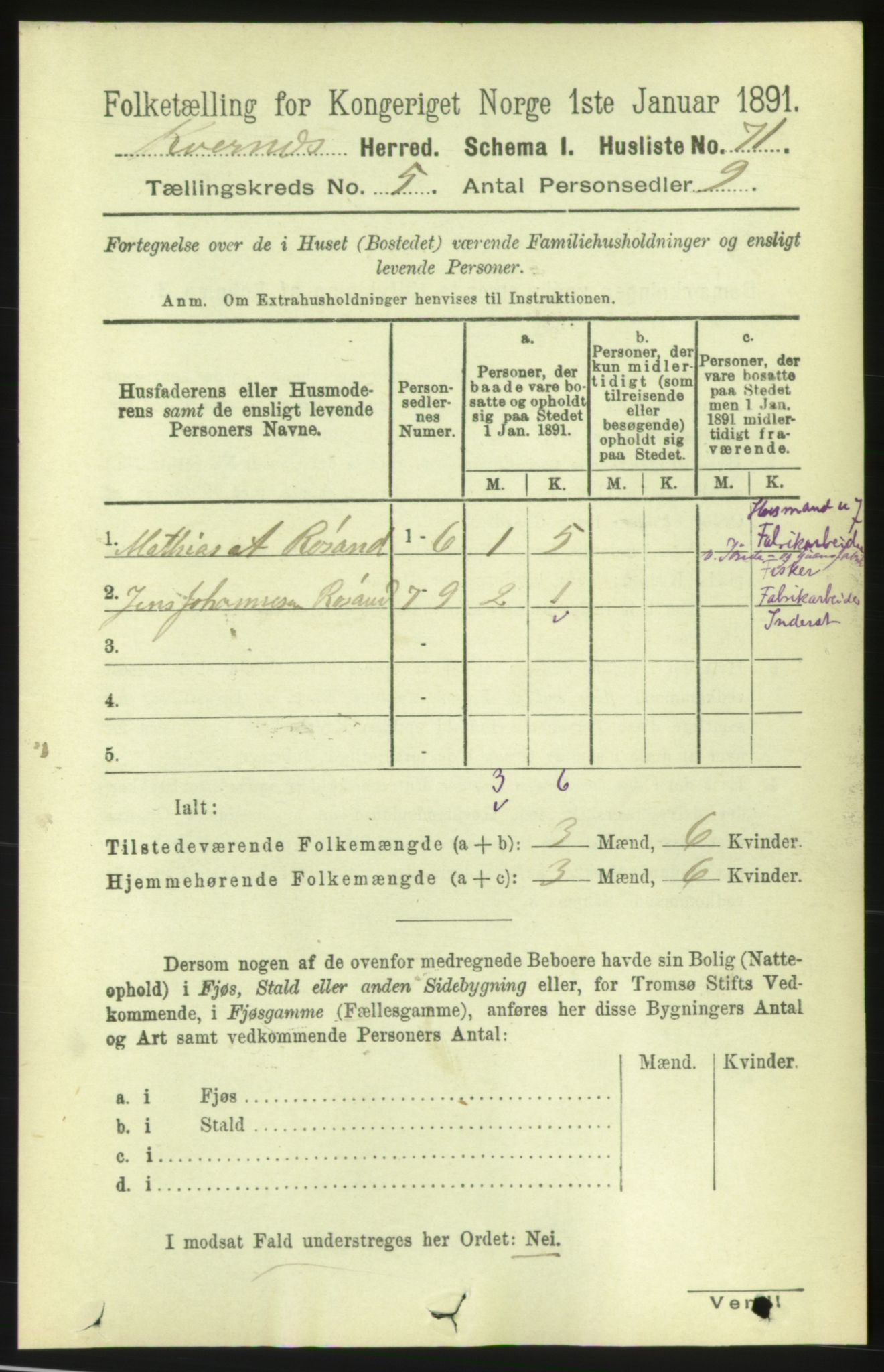RA, Folketelling 1891 for 1553 Kvernes herred, 1891, s. 2322