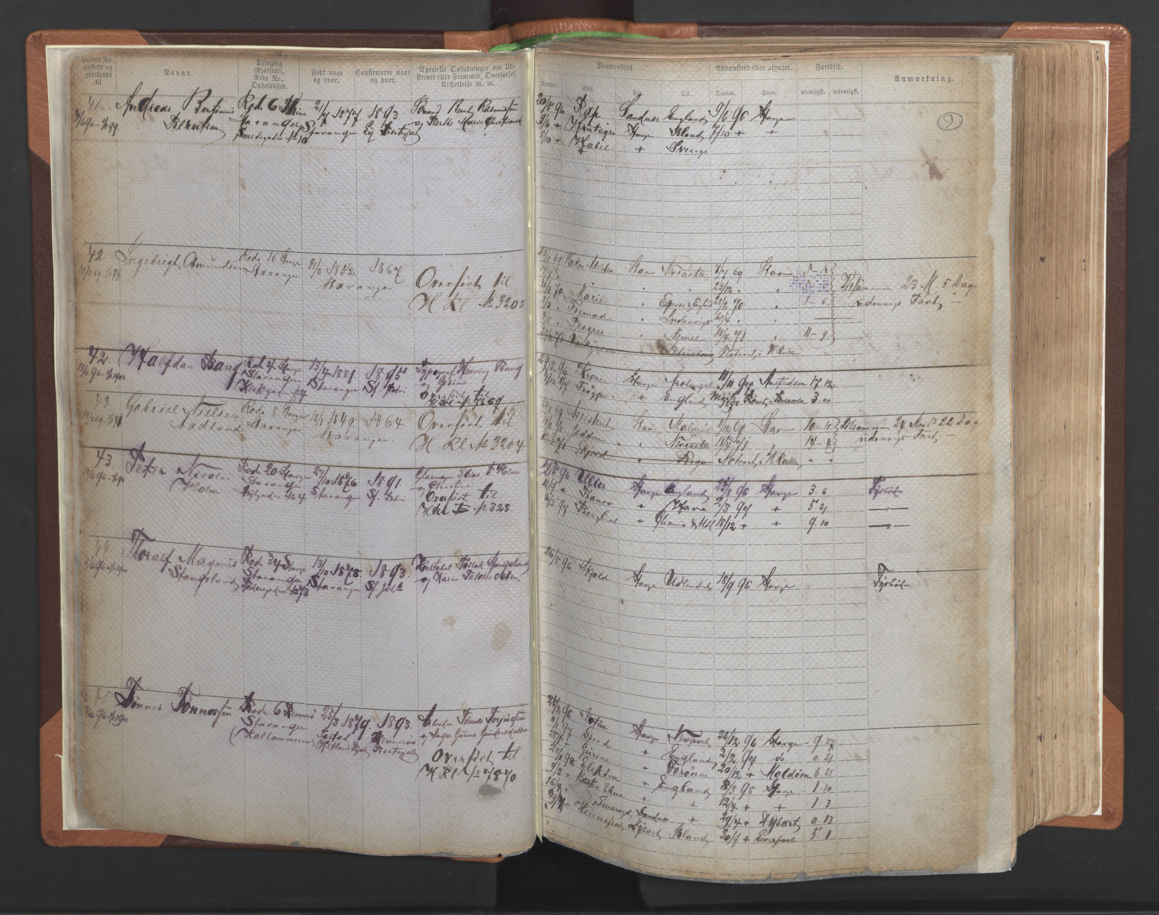 Stavanger sjømannskontor, AV/SAST-A-102006/F/Ff/L0004: Annotasjonsrulle No. 1, patentnr. 1-1785 (del 1), 1869-1900, s. 12