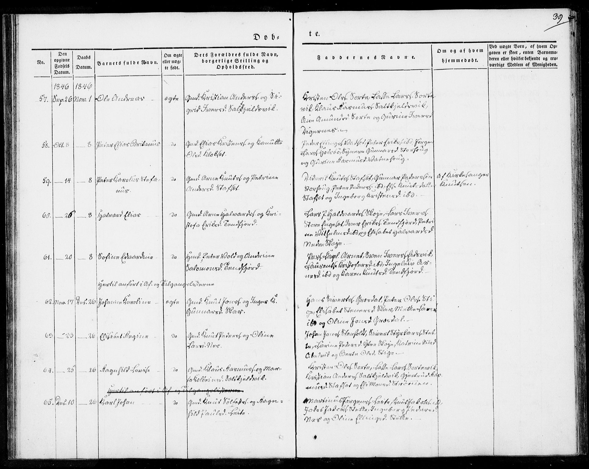 Ministerialprotokoller, klokkerbøker og fødselsregistre - Møre og Romsdal, SAT/A-1454/524/L0352: Ministerialbok nr. 524A04, 1838-1847, s. 39