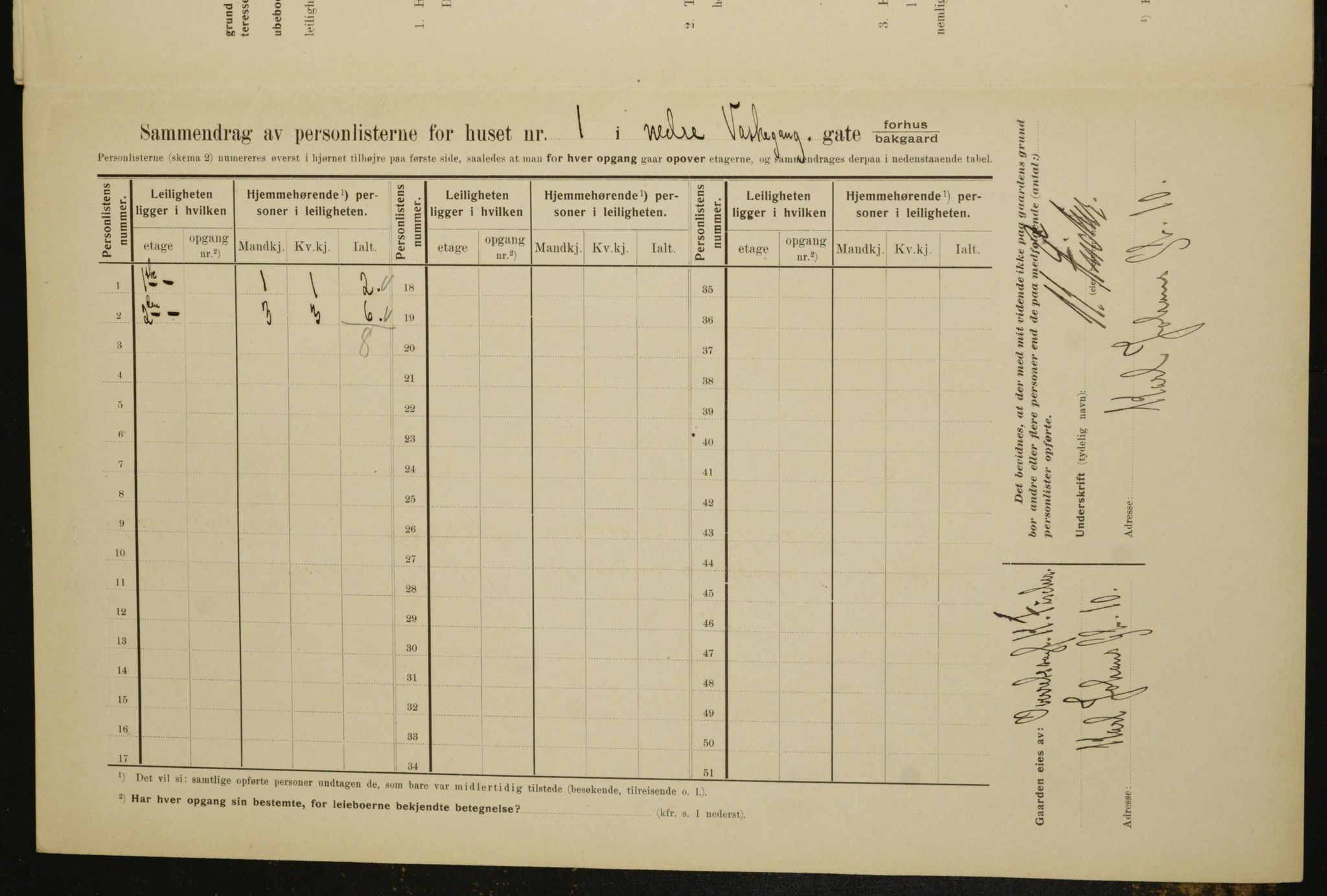 OBA, Kommunal folketelling 1.2.1910 for Kristiania, 1910, s. 123263