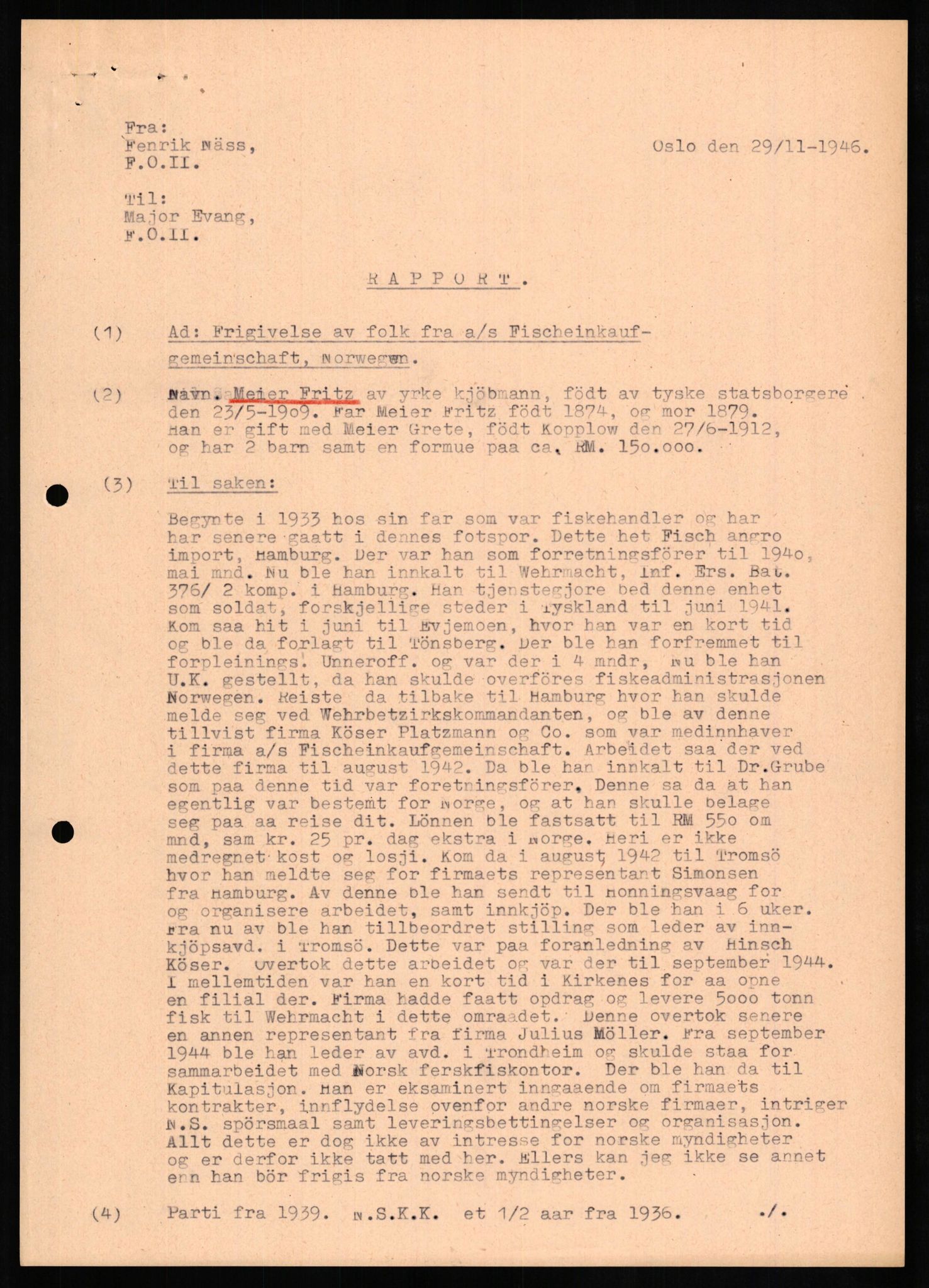 Forsvaret, Forsvarets overkommando II, AV/RA-RAFA-3915/D/Db/L0021: CI Questionaires. Tyske okkupasjonsstyrker i Norge. Tyskere., 1945-1946, s. 328