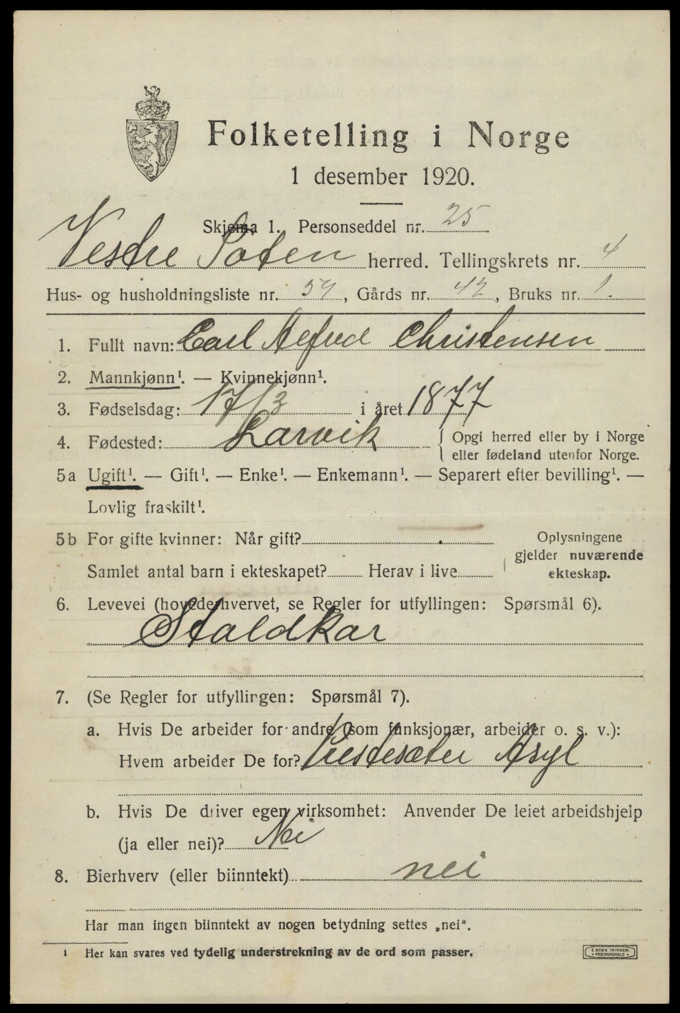 SAH, Folketelling 1920 for 0529 Vestre Toten herred, 1920, s. 6402