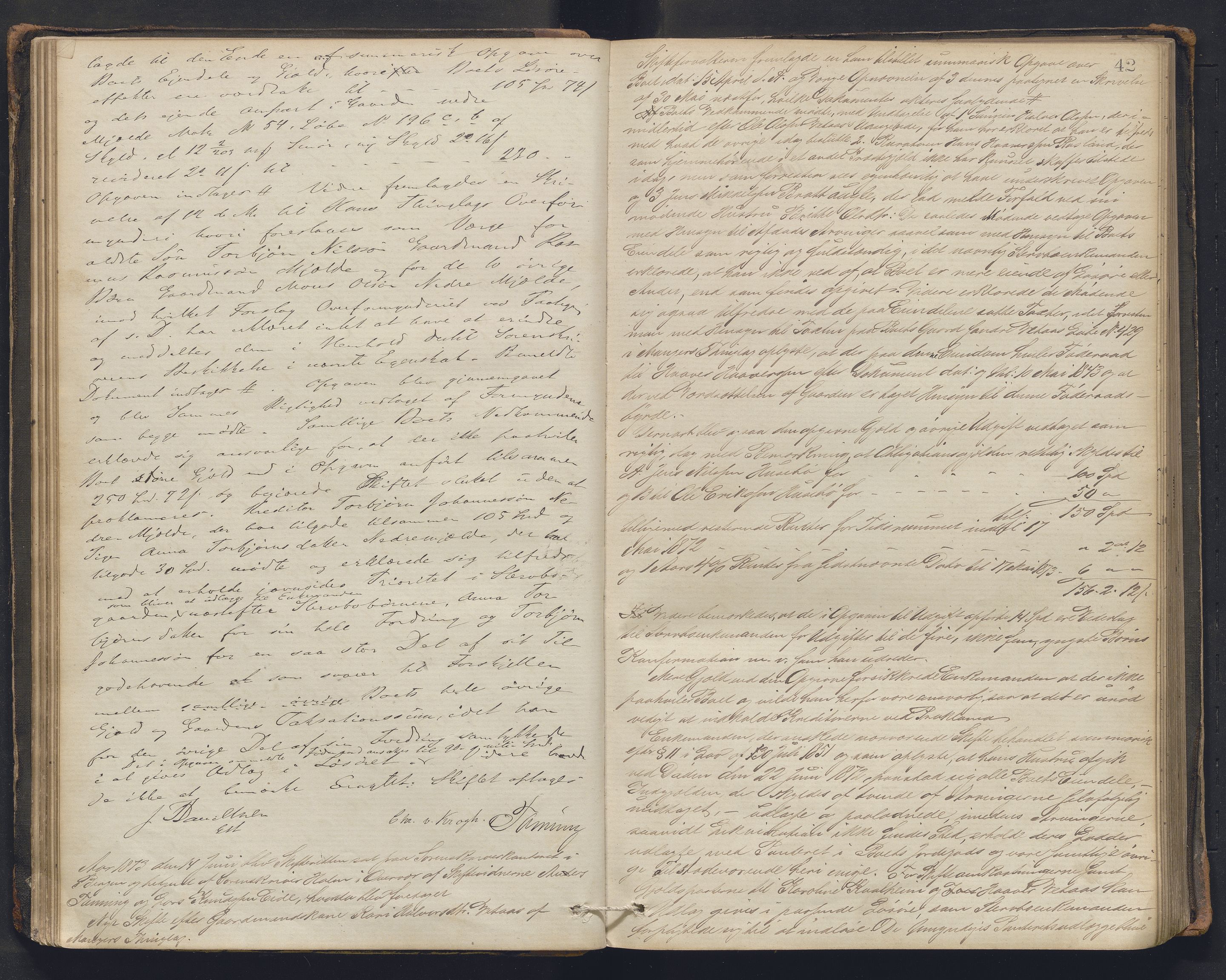 Nordhordland sorenskrivar, AV/SAB-A-2901/1/H/Hc/L0002: Skifteforhandlingsprotokollar, 1871-1878, s. 42