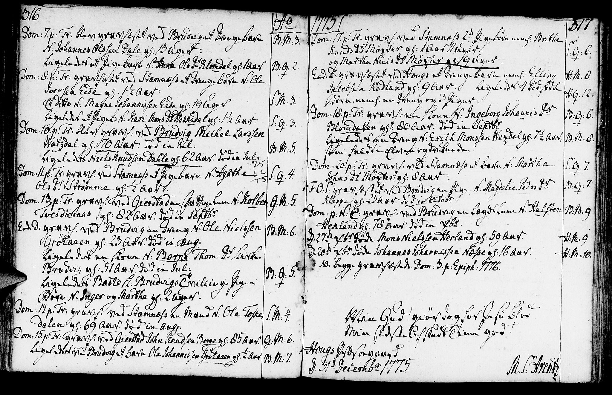 Haus sokneprestembete, SAB/A-75601/H/Haa: Ministerialbok nr. A 9, 1767-1781, s. 316-317
