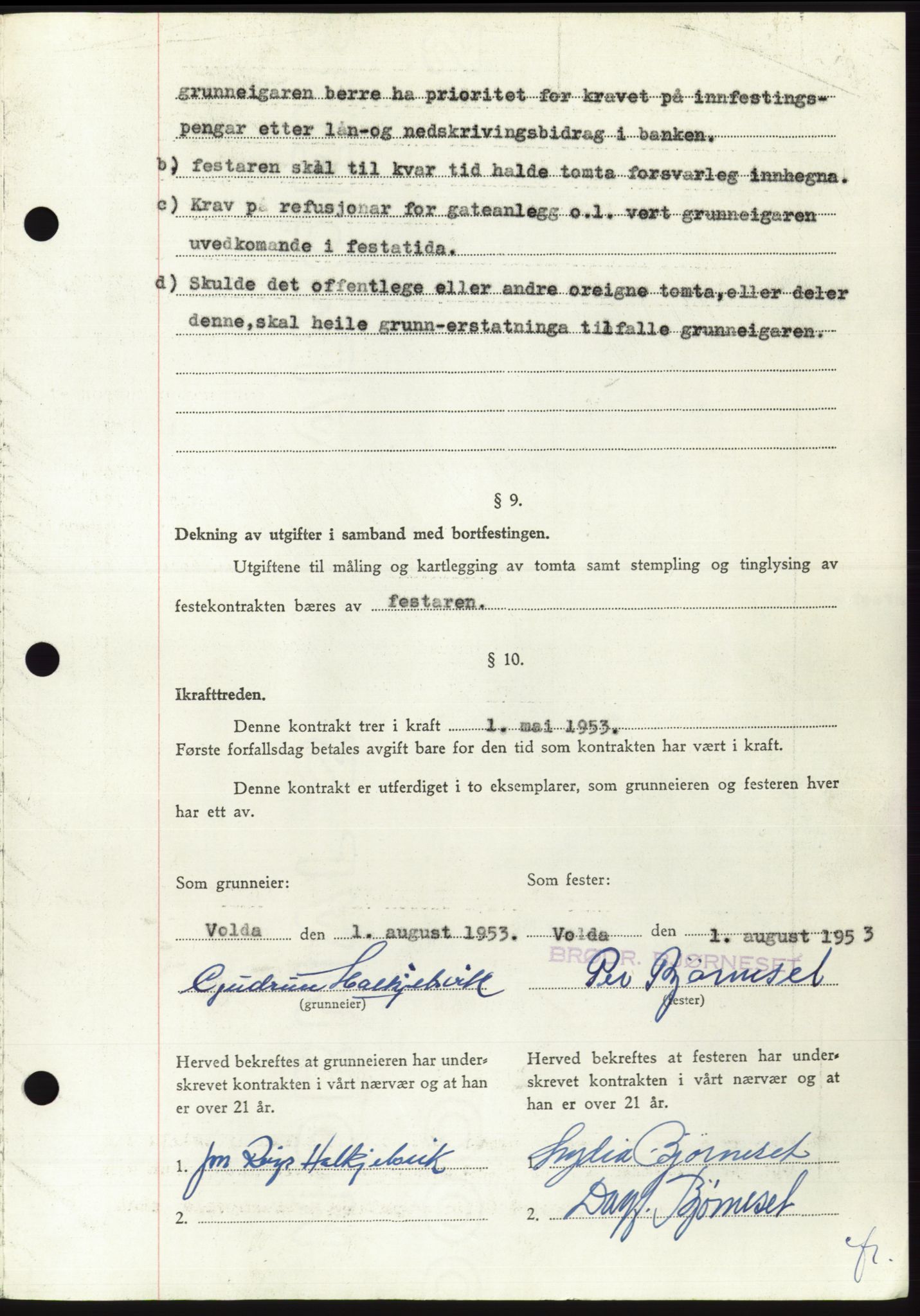 Søre Sunnmøre sorenskriveri, AV/SAT-A-4122/1/2/2C/L0095: Pantebok nr. 21A, 1953-1953, Dagboknr: 1927/1953