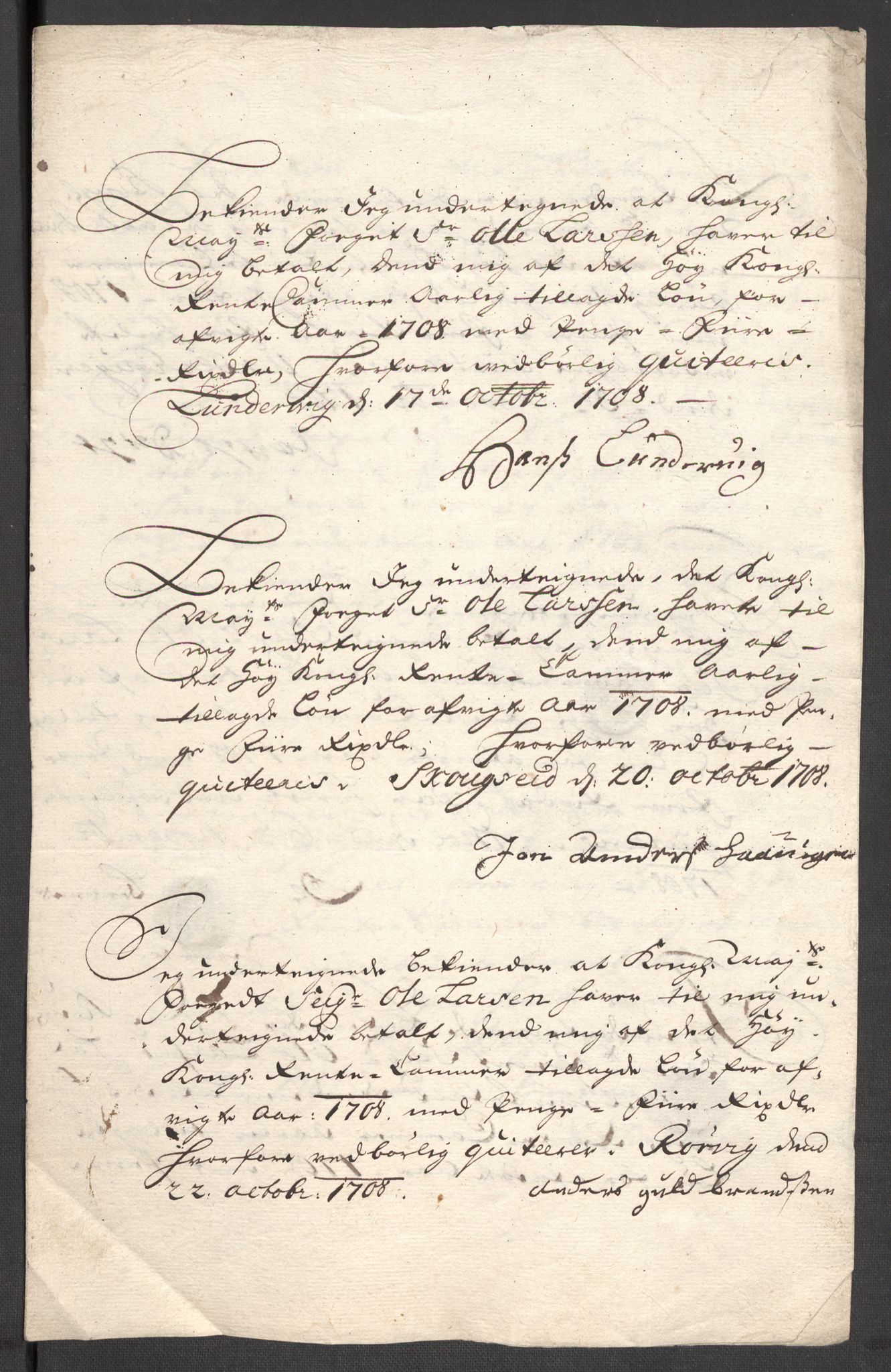 Rentekammeret inntil 1814, Reviderte regnskaper, Fogderegnskap, RA/EA-4092/R48/L2985: Fogderegnskap Sunnhordland og Hardanger, 1708, s. 306
