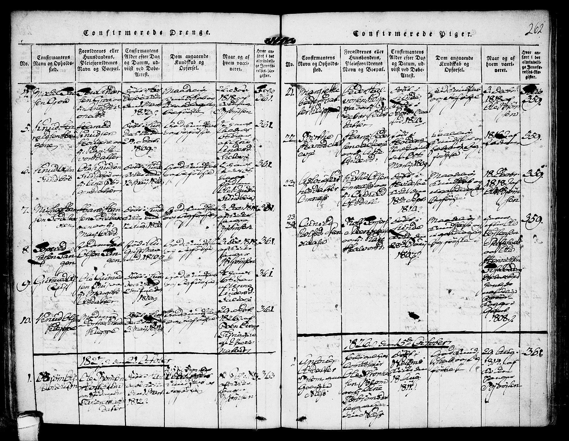 Kviteseid kirkebøker, AV/SAKO-A-276/F/Fa/L0005: Ministerialbok nr. I 5, 1815-1836, s. 262
