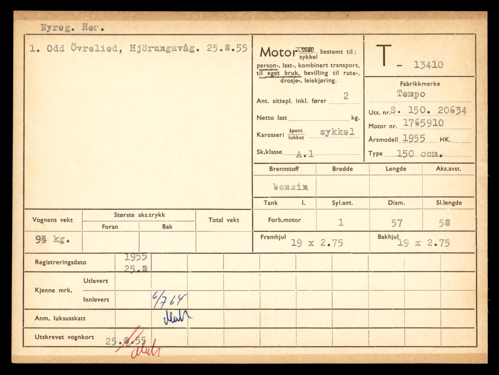 Møre og Romsdal vegkontor - Ålesund trafikkstasjon, AV/SAT-A-4099/F/Fe/L0039: Registreringskort for kjøretøy T 13361 - T 13530, 1927-1998, s. 827