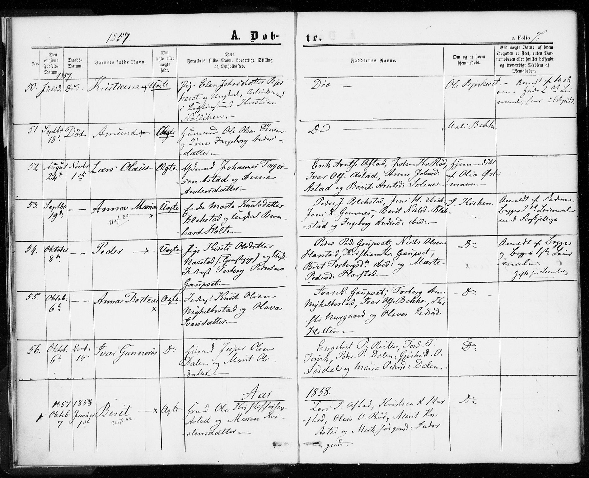 Ministerialprotokoller, klokkerbøker og fødselsregistre - Møre og Romsdal, SAT/A-1454/584/L0965: Ministerialbok nr. 584A05, 1857-1868, s. 7