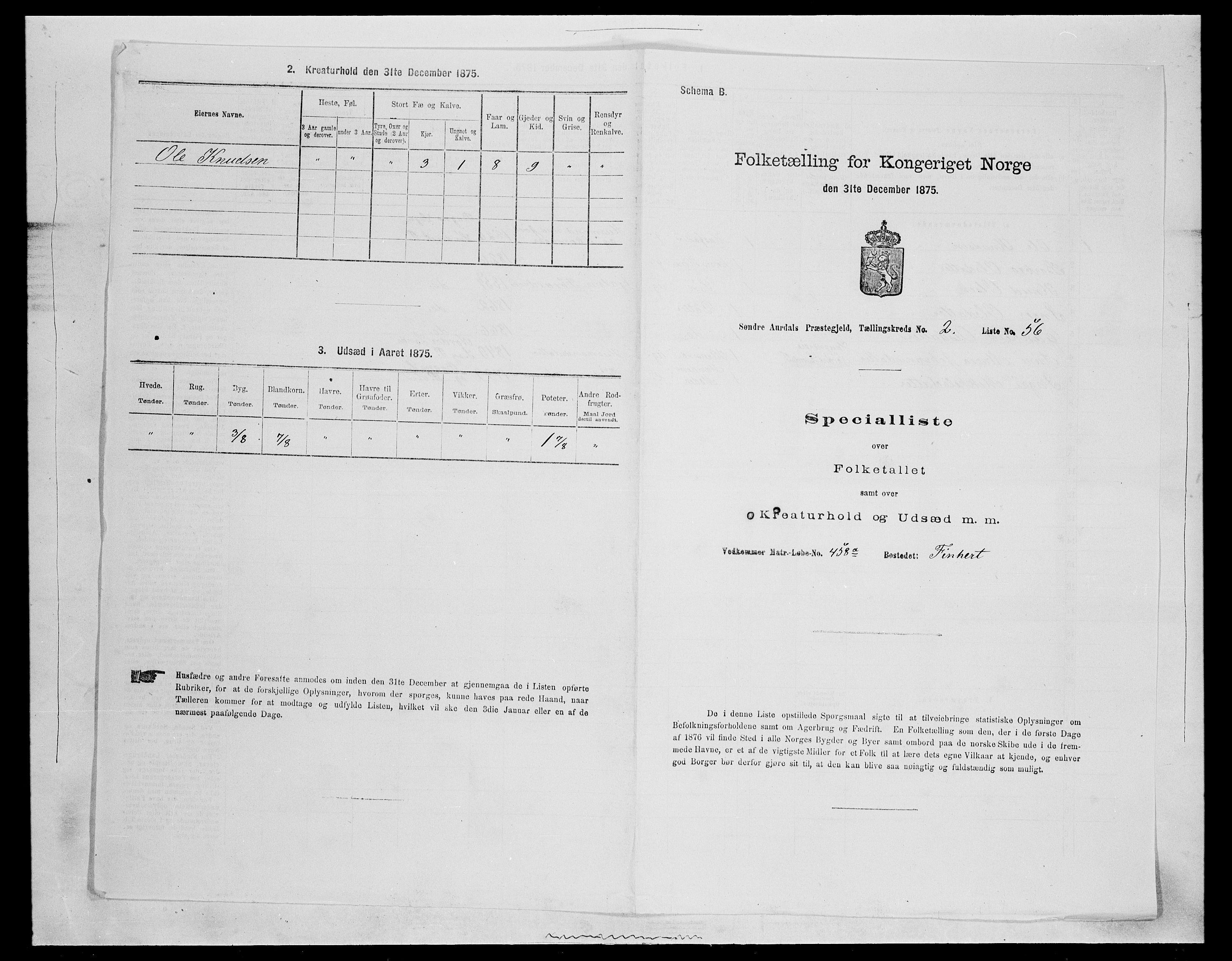 SAH, Folketelling 1875 for 0540P Sør-Aurdal prestegjeld, 1875, s. 523