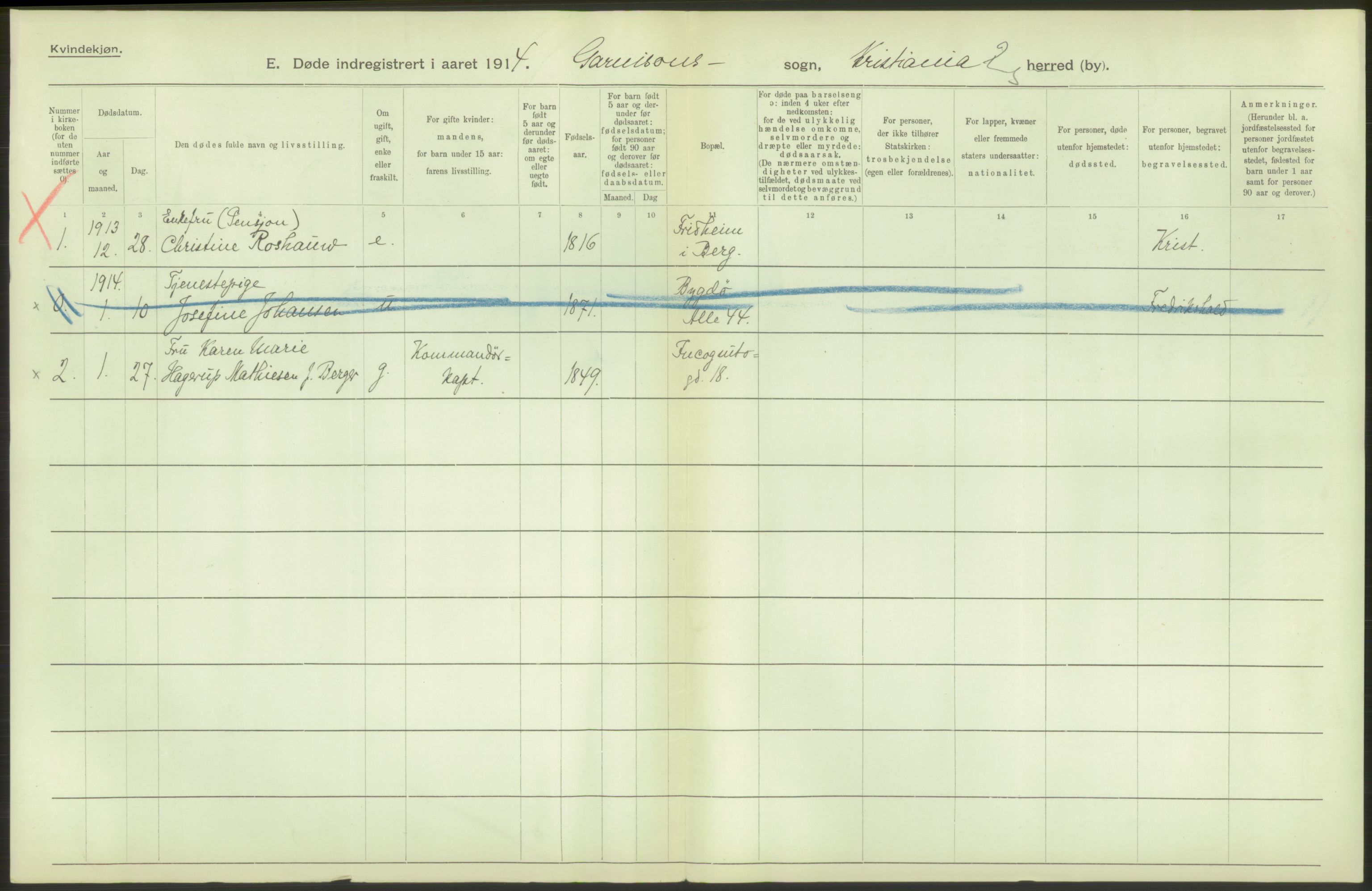 Statistisk sentralbyrå, Sosiodemografiske emner, Befolkning, AV/RA-S-2228/D/Df/Dfb/Dfbd/L0008: Kristiania: Døde, 1914, s. 40