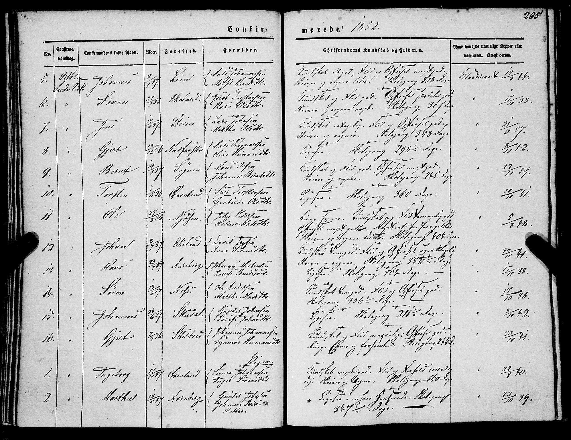 Gaular sokneprestembete, AV/SAB-A-80001/H/Haa: Ministerialbok nr. A 4I, 1840-1859, s. 265
