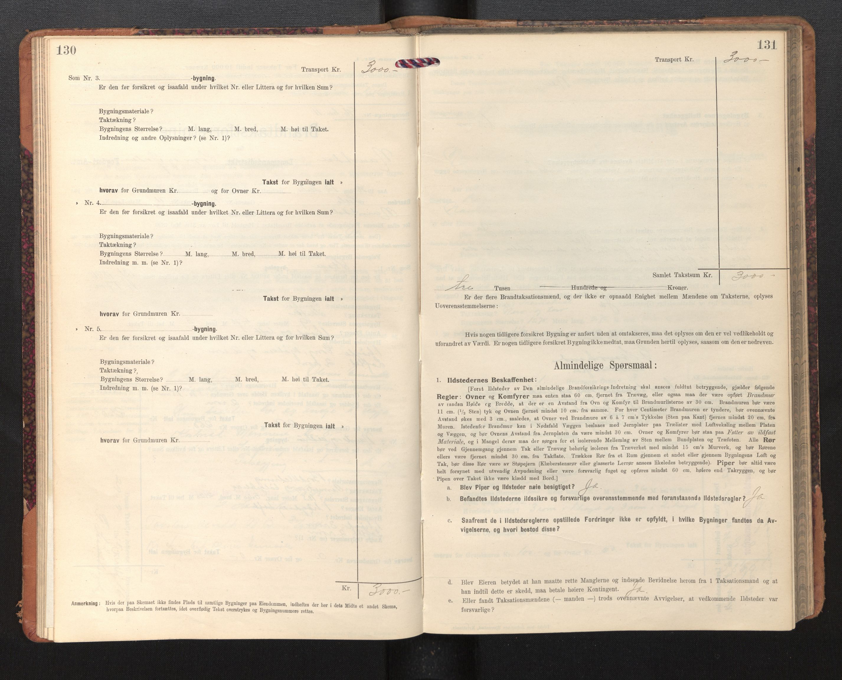 Lensmannen i Naustdal, SAB/A-29501/0012/L0002: Branntakstprotokoll, skjematakst, 1911-1953, s. 130-131