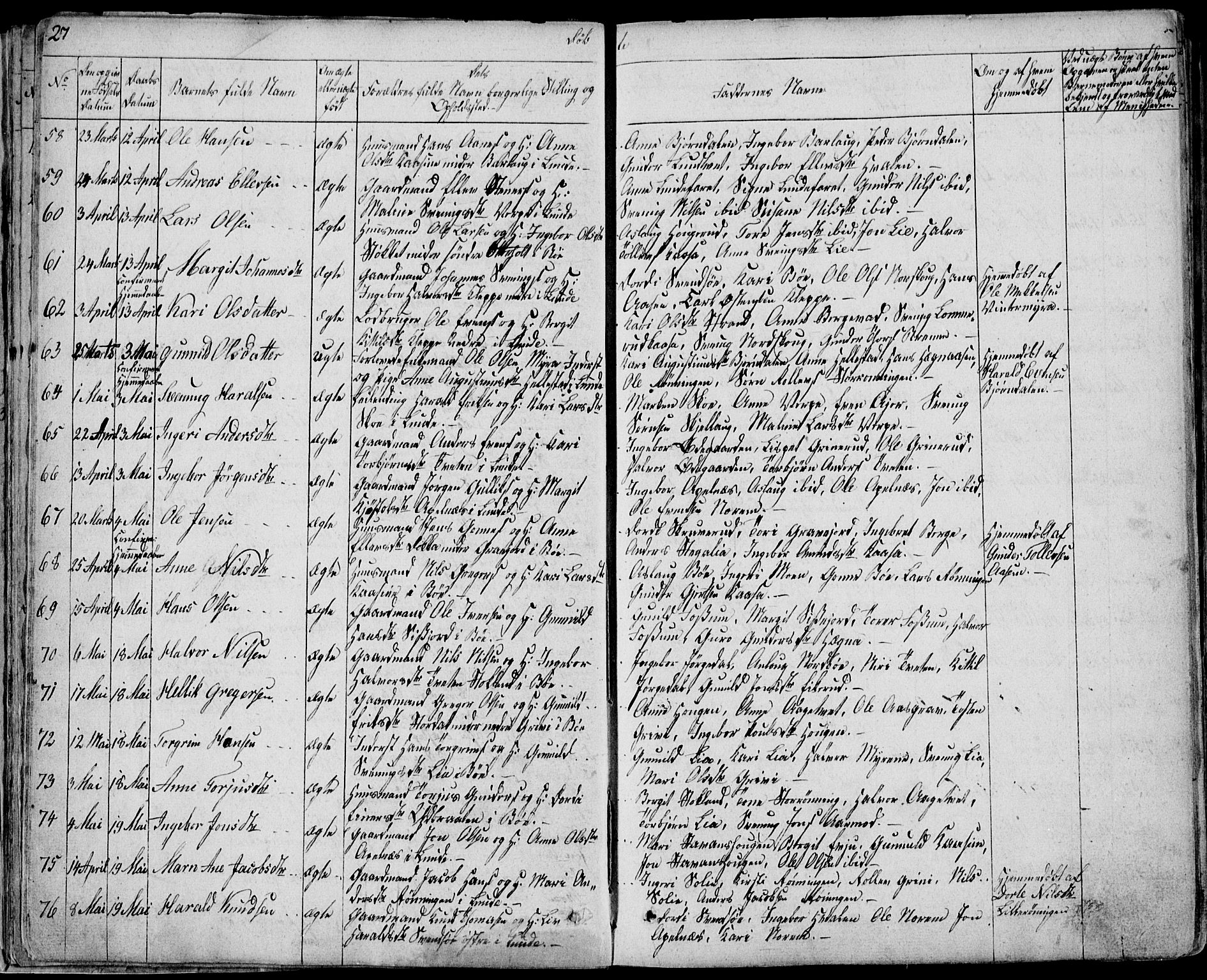 Bø kirkebøker, AV/SAKO-A-257/F/Fa/L0007: Ministerialbok nr. 7, 1831-1848, s. 27