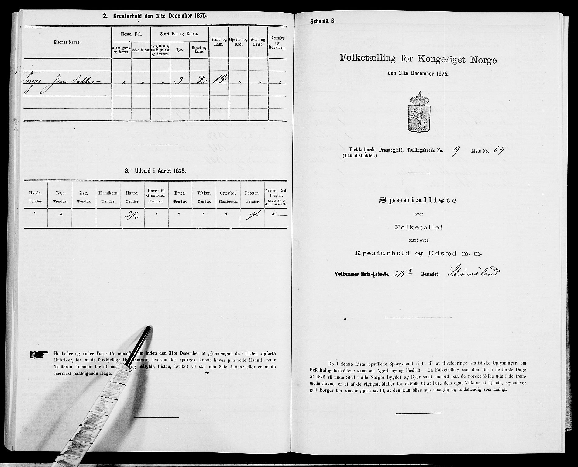 SAK, Folketelling 1875 for 1042L Flekkefjord prestegjeld, Nes sokn og Hidra sokn, 1875, s. 1211