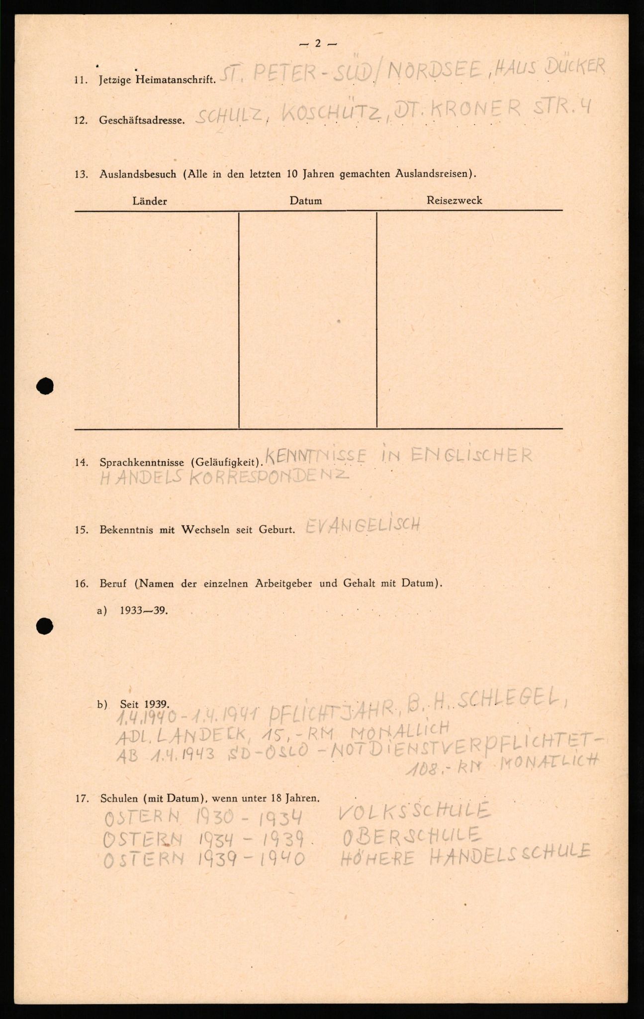 Forsvaret, Forsvarets overkommando II, AV/RA-RAFA-3915/D/Db/L0030: CI Questionaires. Tyske okkupasjonsstyrker i Norge. Tyskere., 1945-1946, s. 384