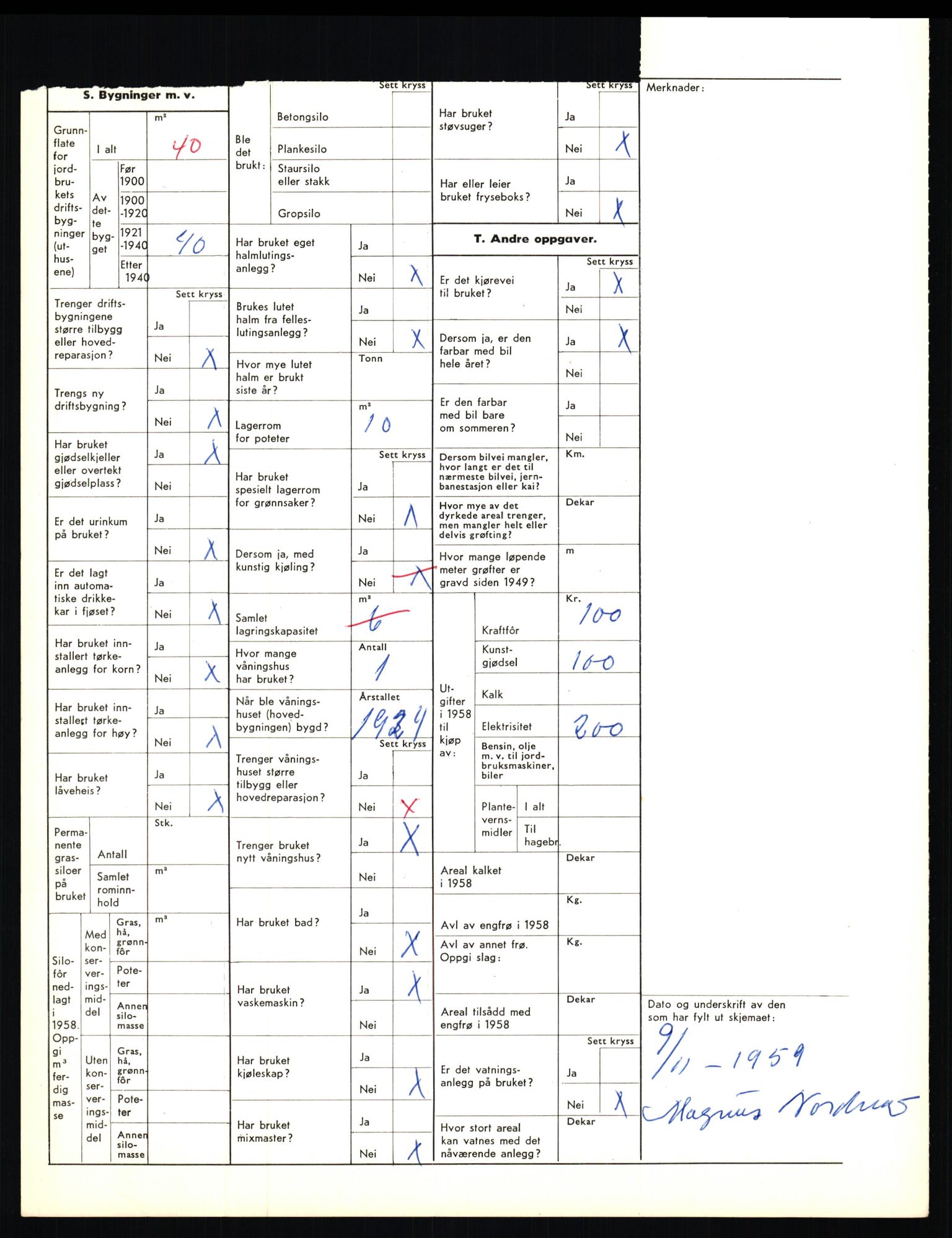 Statistisk sentralbyrå, Næringsøkonomiske emner, Jordbruk, skogbruk, jakt, fiske og fangst, AV/RA-S-2234/G/Gd/L0656: Troms: 1924 Målselv (kl. 0-3) og 1925 Sørreisa, 1959, s. 1364