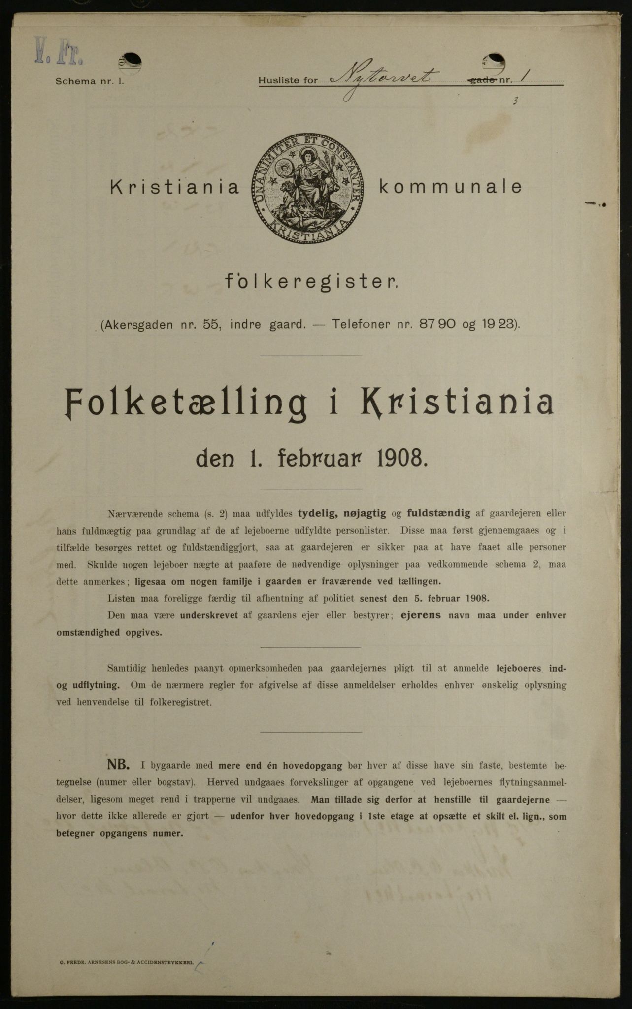 OBA, Kommunal folketelling 1.2.1908 for Kristiania kjøpstad, 1908, s. 66537