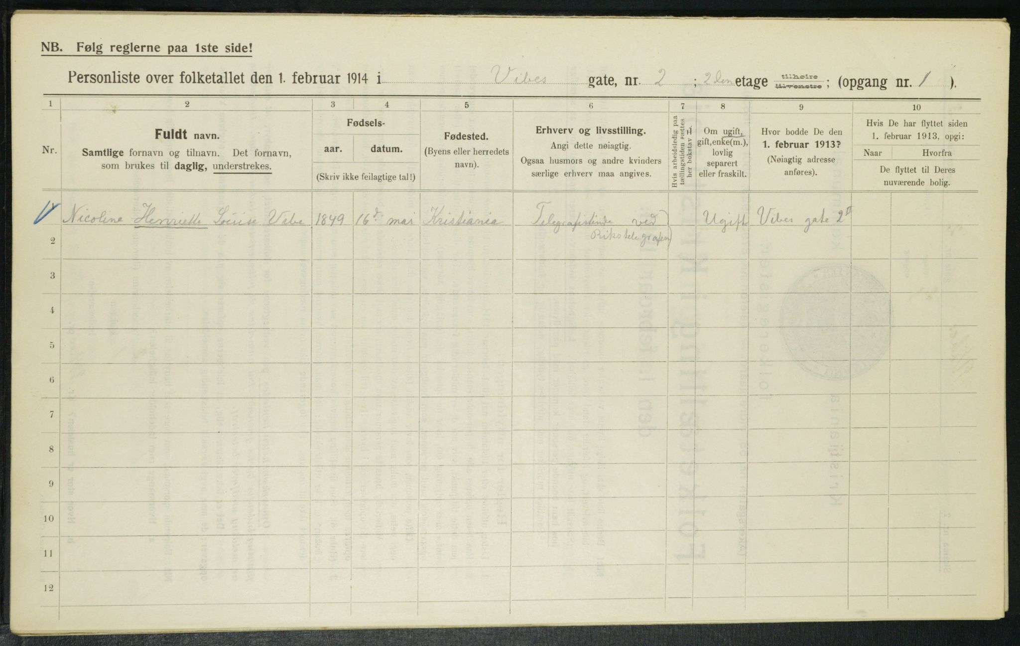 OBA, Kommunal folketelling 1.2.1914 for Kristiania, 1914, s. 123674