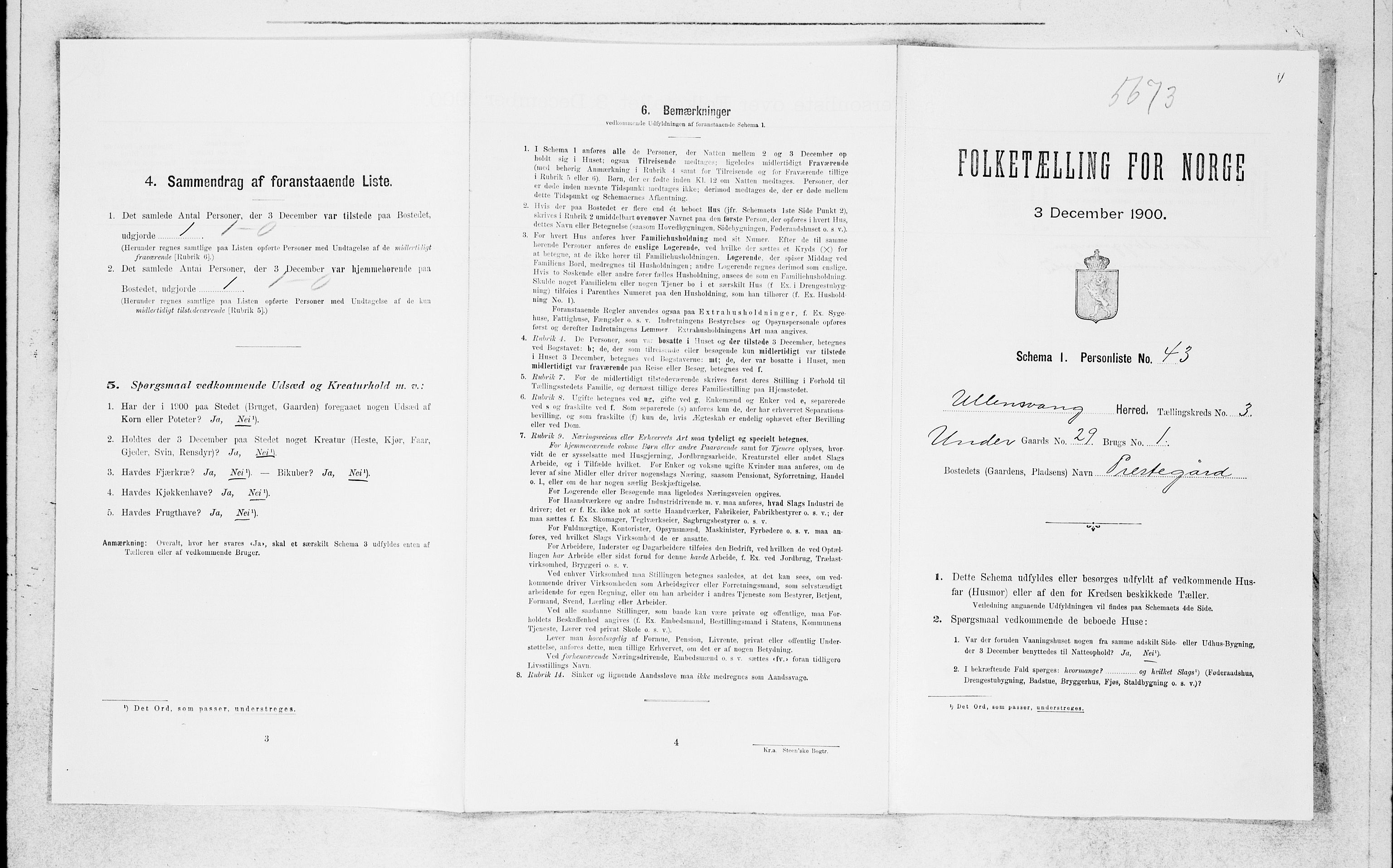 SAB, Folketelling 1900 for 1230 Ullensvang herred, 1900, s. 419