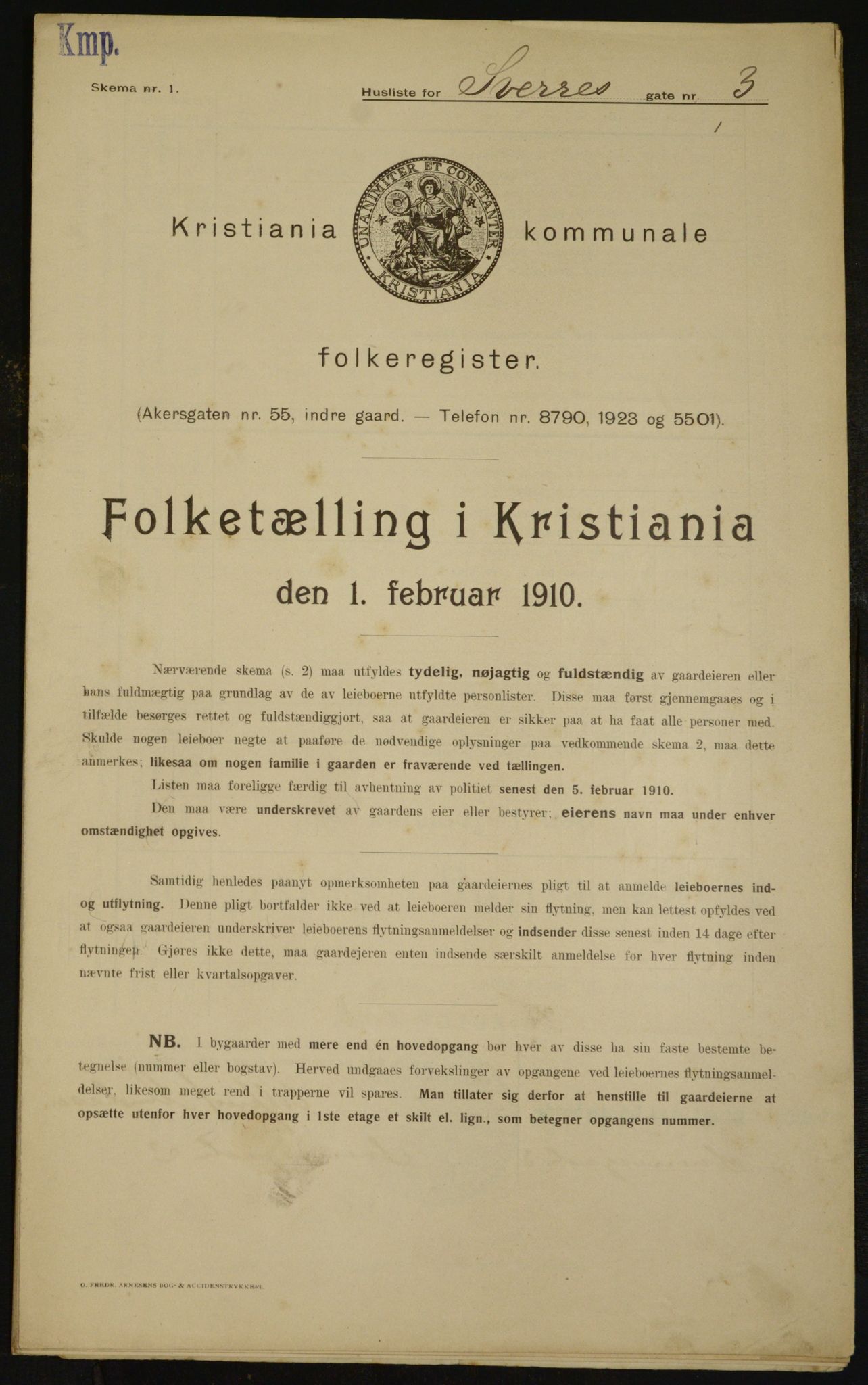 OBA, Kommunal folketelling 1.2.1910 for Kristiania, 1910, s. 100485