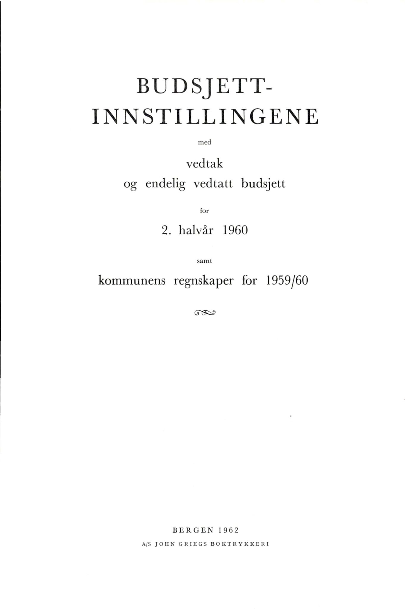 Bergen kommune. Formannskapet, BBA/A-0003/Ad/L0181: Bergens Kommuneforhandlinger, bind II, 1960