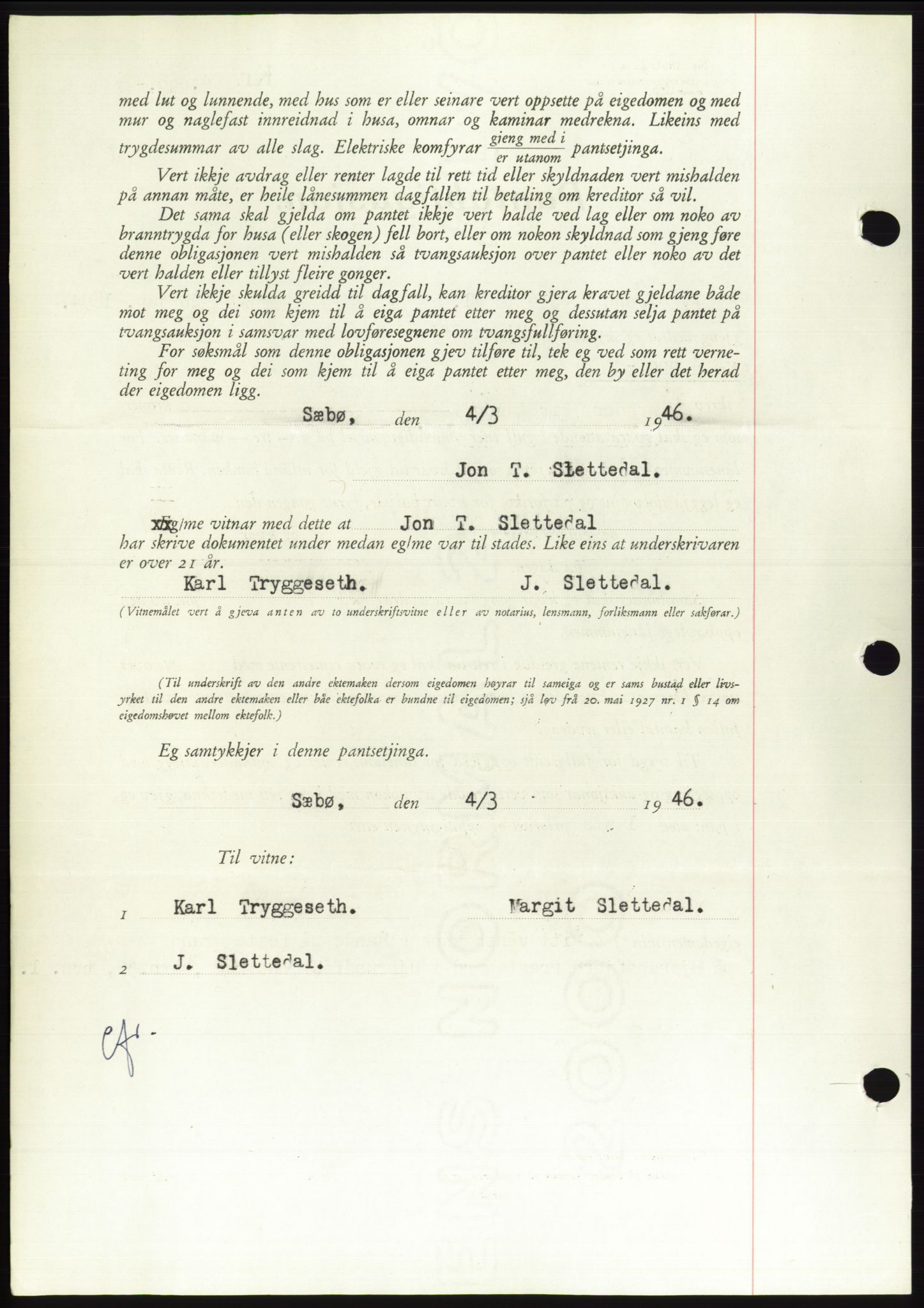 Søre Sunnmøre sorenskriveri, AV/SAT-A-4122/1/2/2C/L0114: Pantebok nr. 1-2B, 1943-1947, Dagboknr: 348/1946