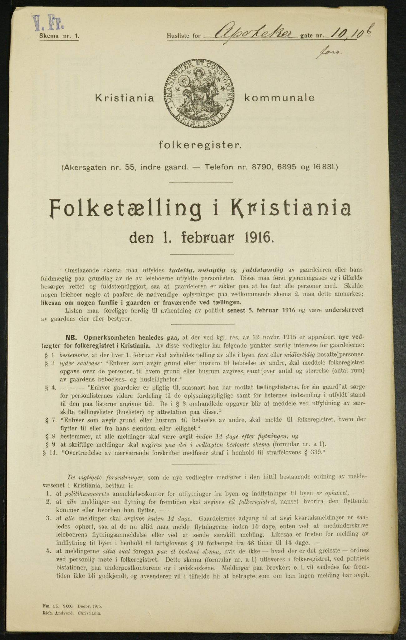 OBA, Kommunal folketelling 1.2.1916 for Kristiania, 1916, s. 1427