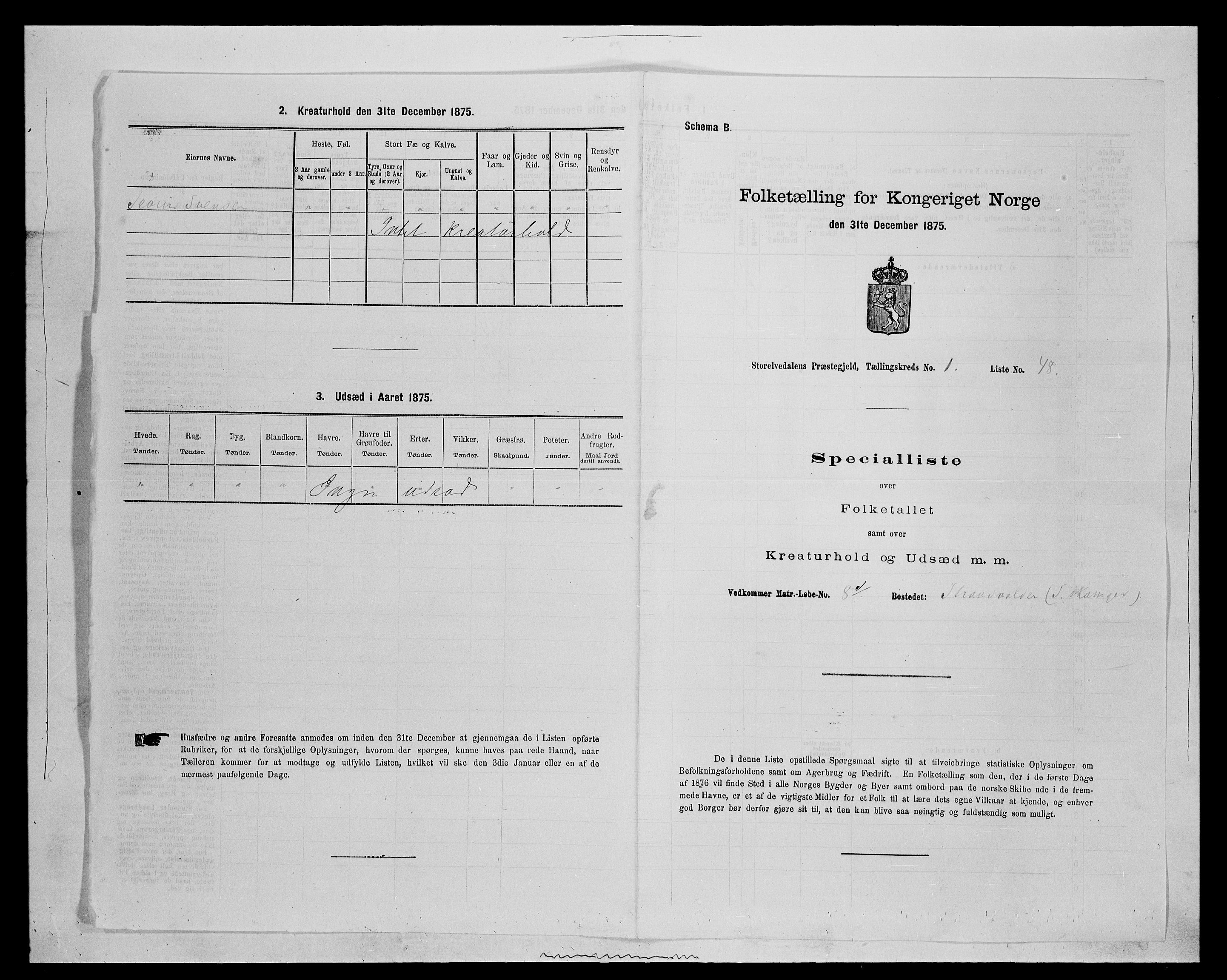 SAH, Folketelling 1875 for 0430P Stor-Elvdal prestegjeld, 1875, s. 148