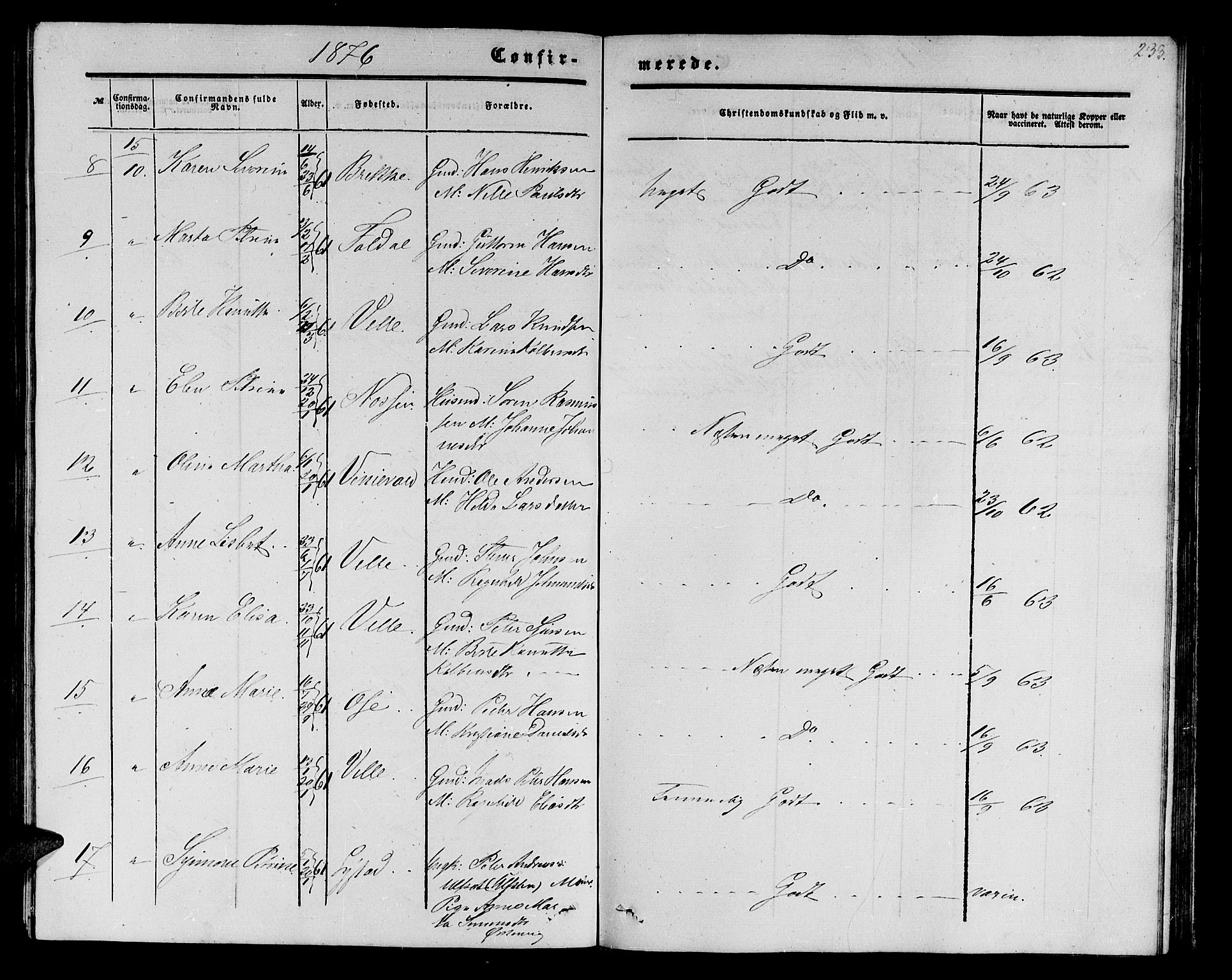 Ministerialprotokoller, klokkerbøker og fødselsregistre - Møre og Romsdal, AV/SAT-A-1454/513/L0188: Klokkerbok nr. 513C02, 1865-1882, s. 233