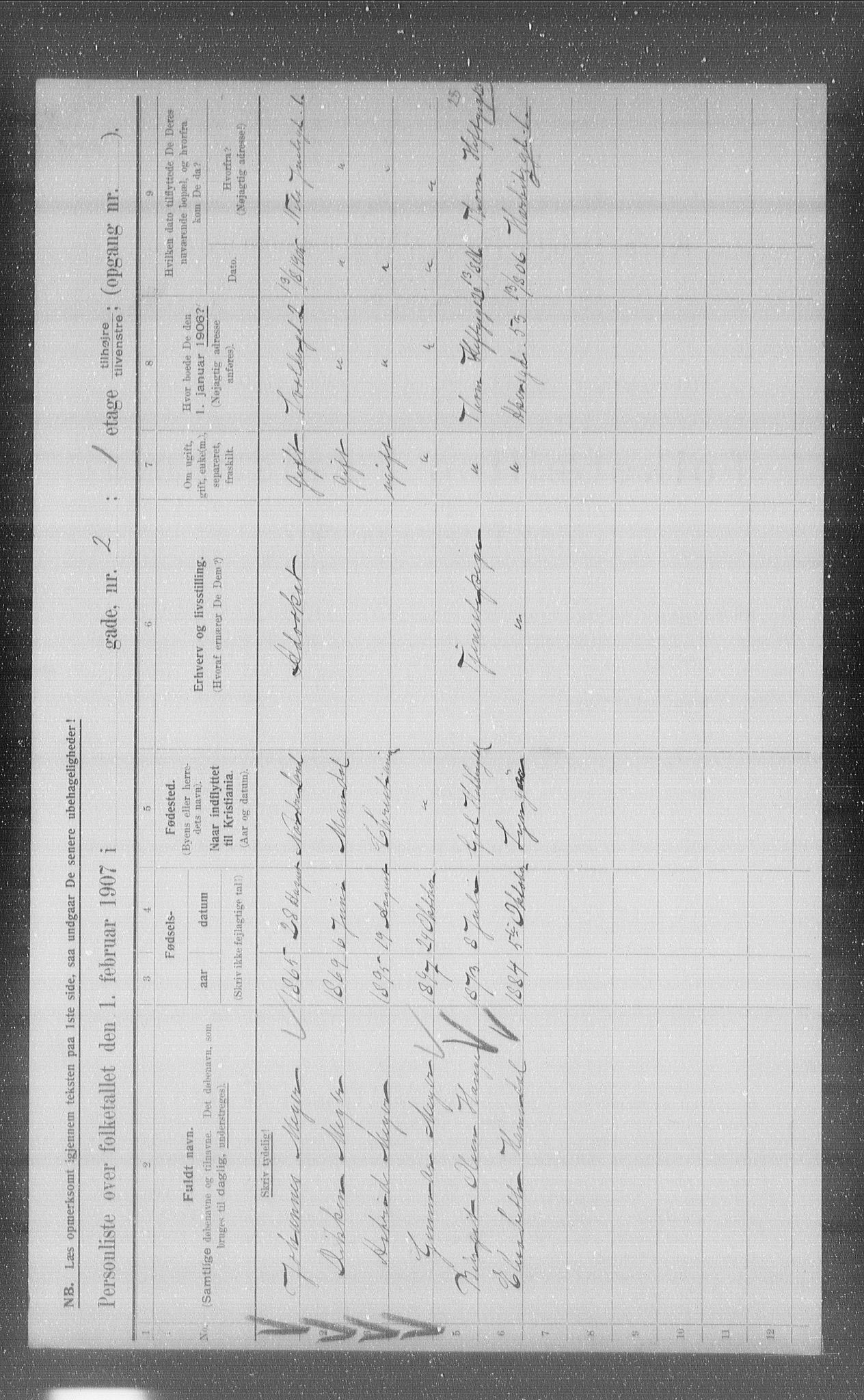 OBA, Kommunal folketelling 1.2.1907 for Kristiania kjøpstad, 1907, s. 54023