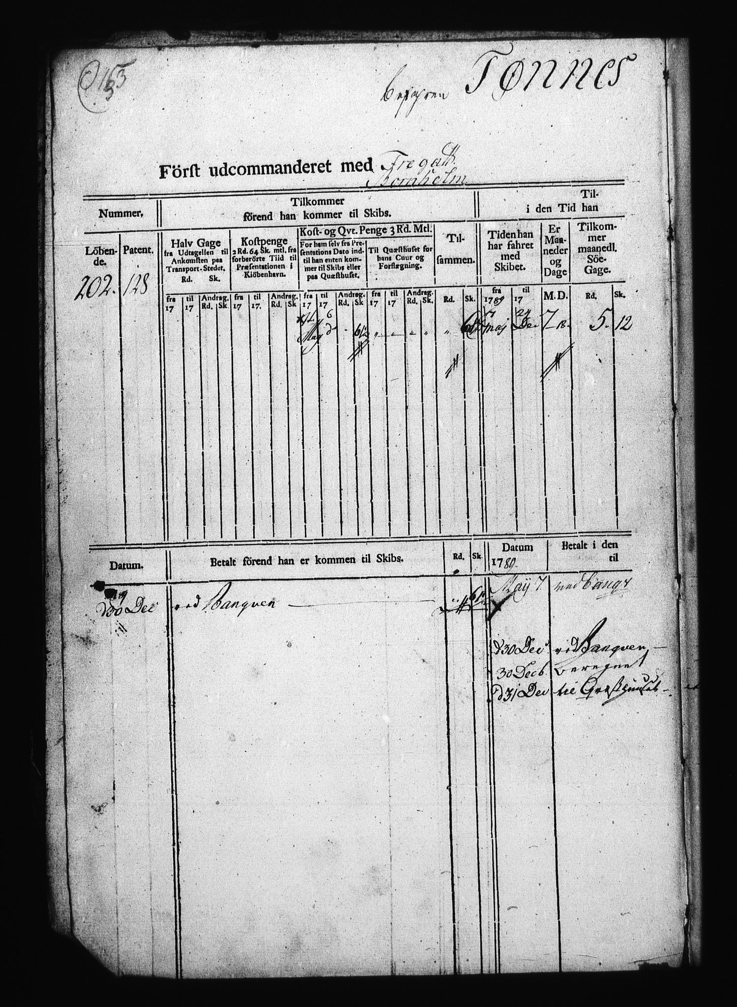 Sjøetaten, AV/RA-EA-3110/F/L0259: Kristiansand stift, bind 2, 1789