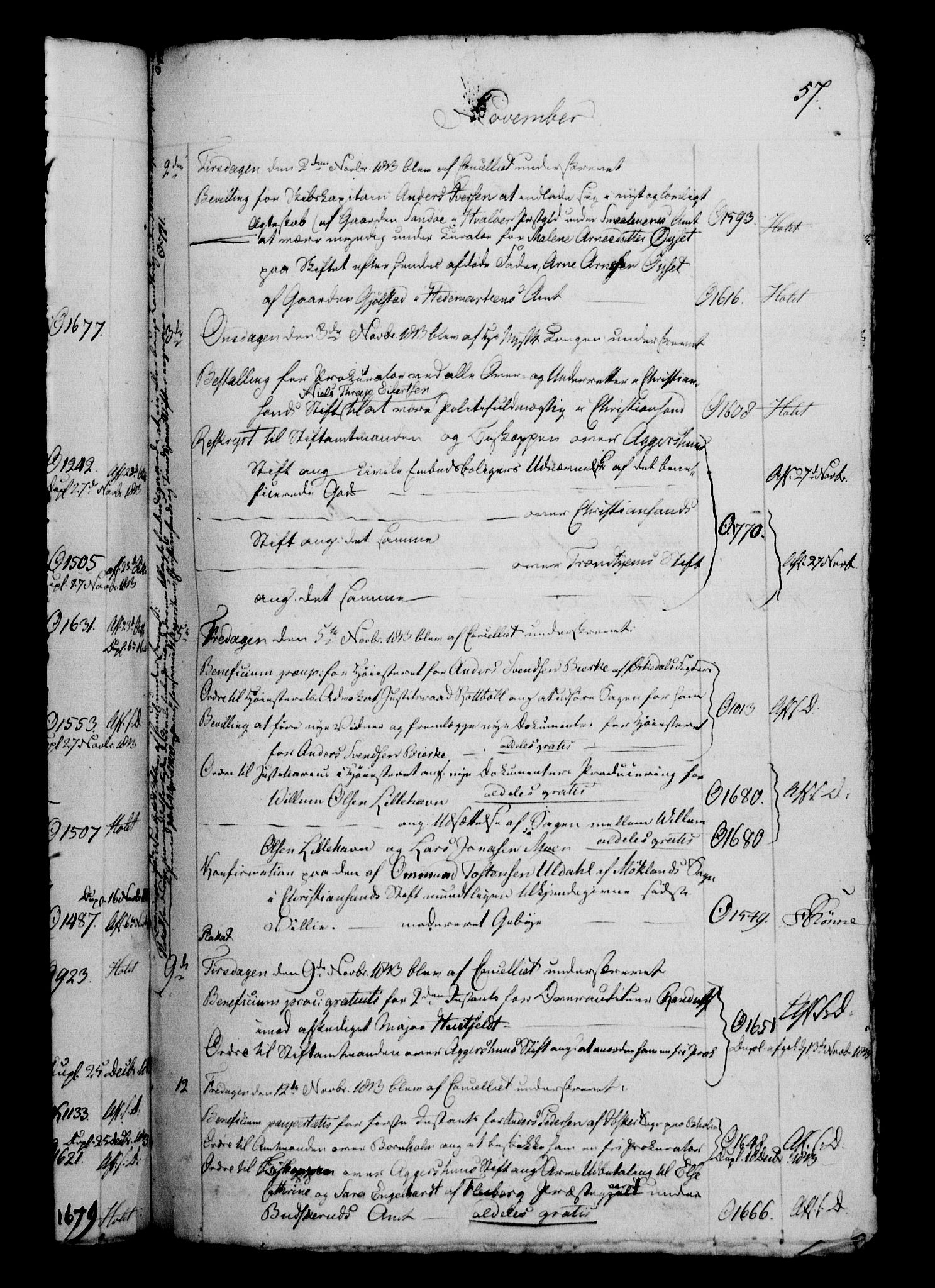 Danske Kanselli 1800-1814, AV/RA-EA-3024/H/Hf/Hfb/Hfbc/L0014: Underskrivelsesbok m. register, 1813, s. 57