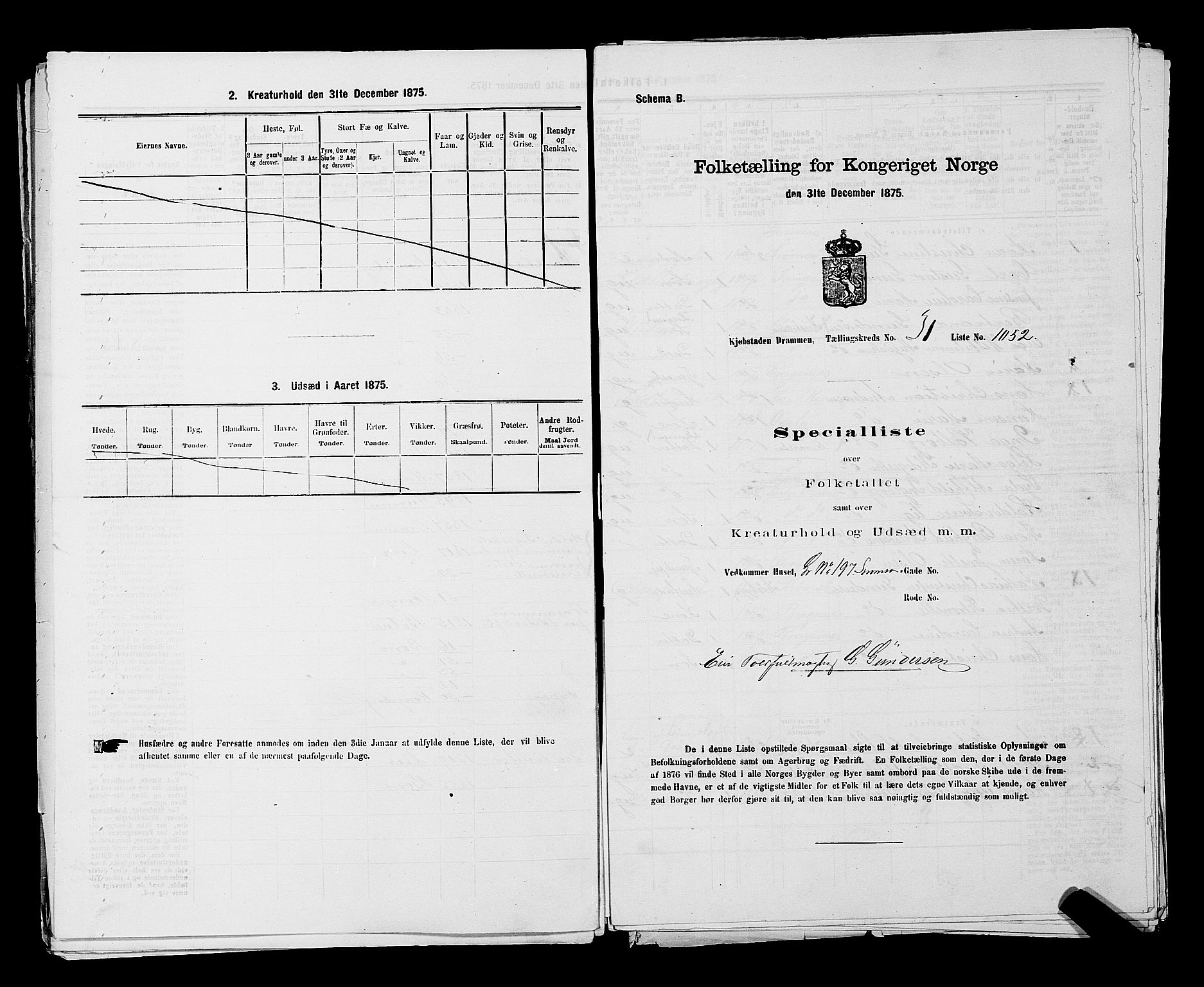 SAKO, Folketelling 1875 for 0602 Drammen kjøpstad, 1875, s. 2898