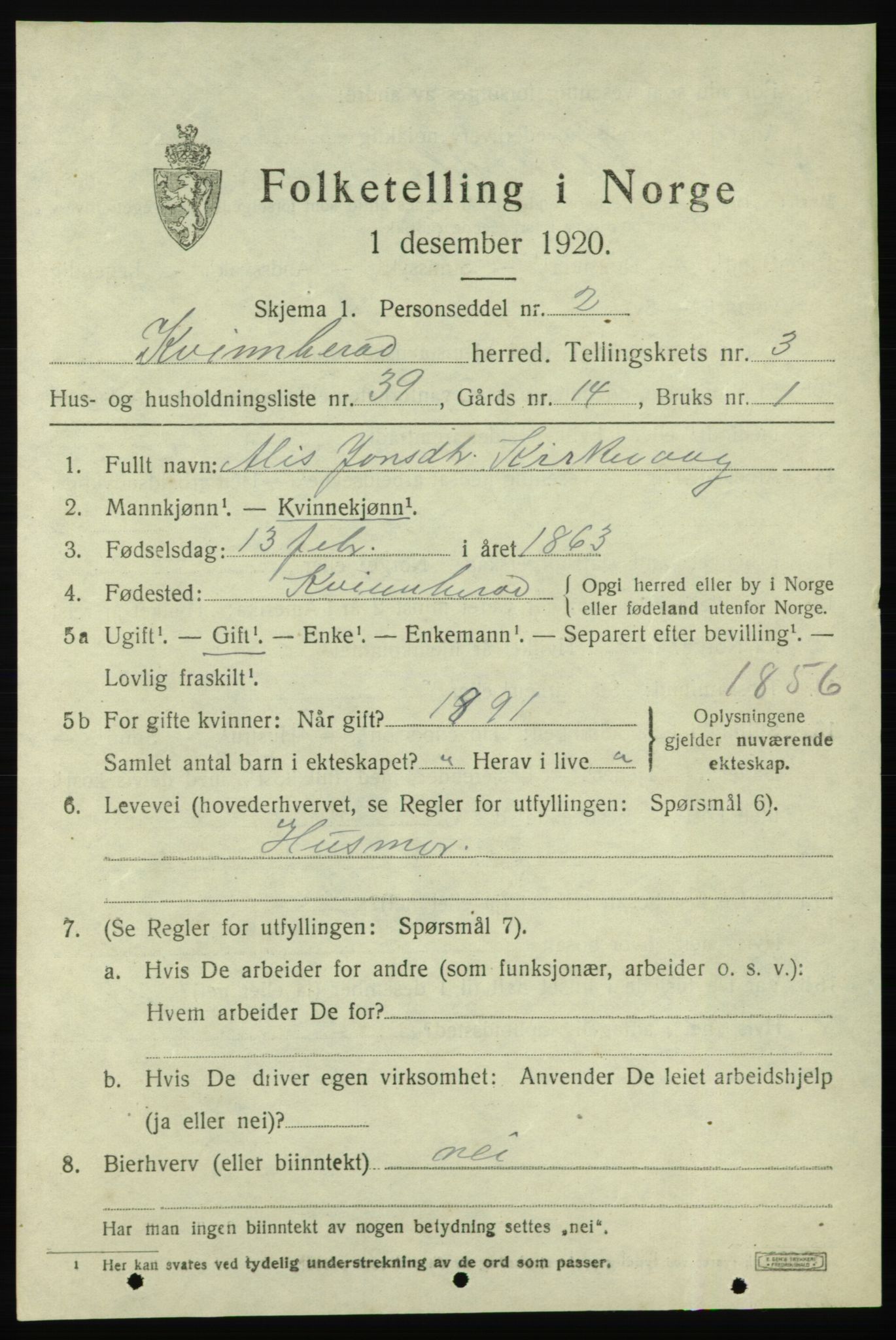 SAB, Folketelling 1920 for 1224 Kvinnherad herred, 1920, s. 4904