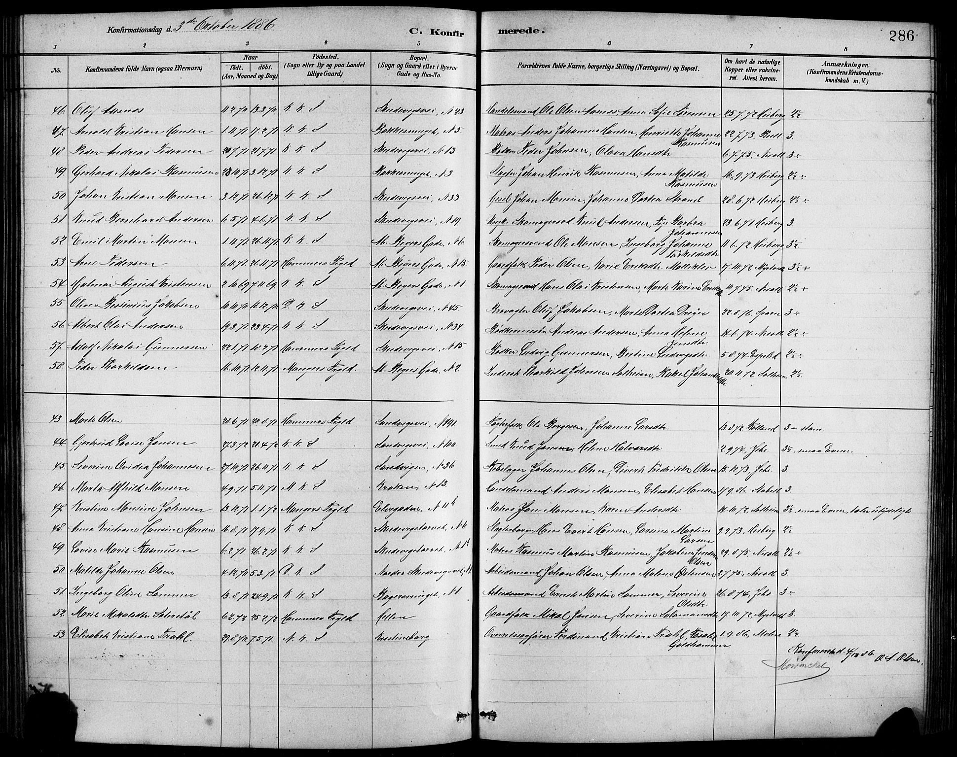 Sandviken Sokneprestembete, AV/SAB-A-77601/H/Hb/L0001: Klokkerbok nr. A 2, 1879-1892, s. 286