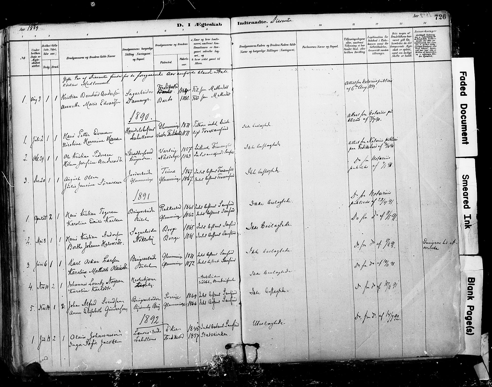 Glemmen prestekontor Kirkebøker, AV/SAO-A-10908/F/Fa/L0011: Ministerialbok nr. 11, 1878-1917, s. 726