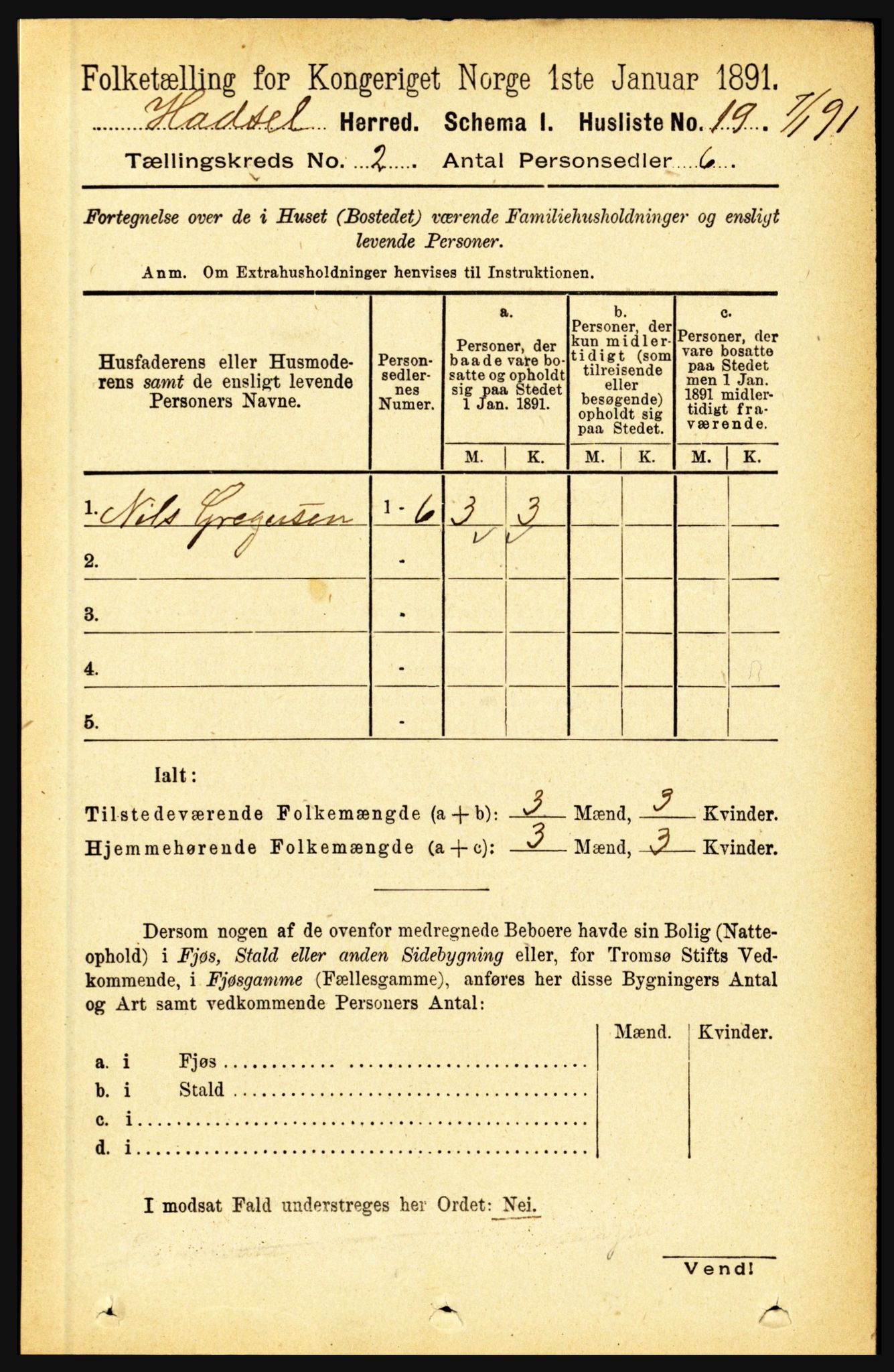 RA, Folketelling 1891 for 1866 Hadsel herred, 1891, s. 613