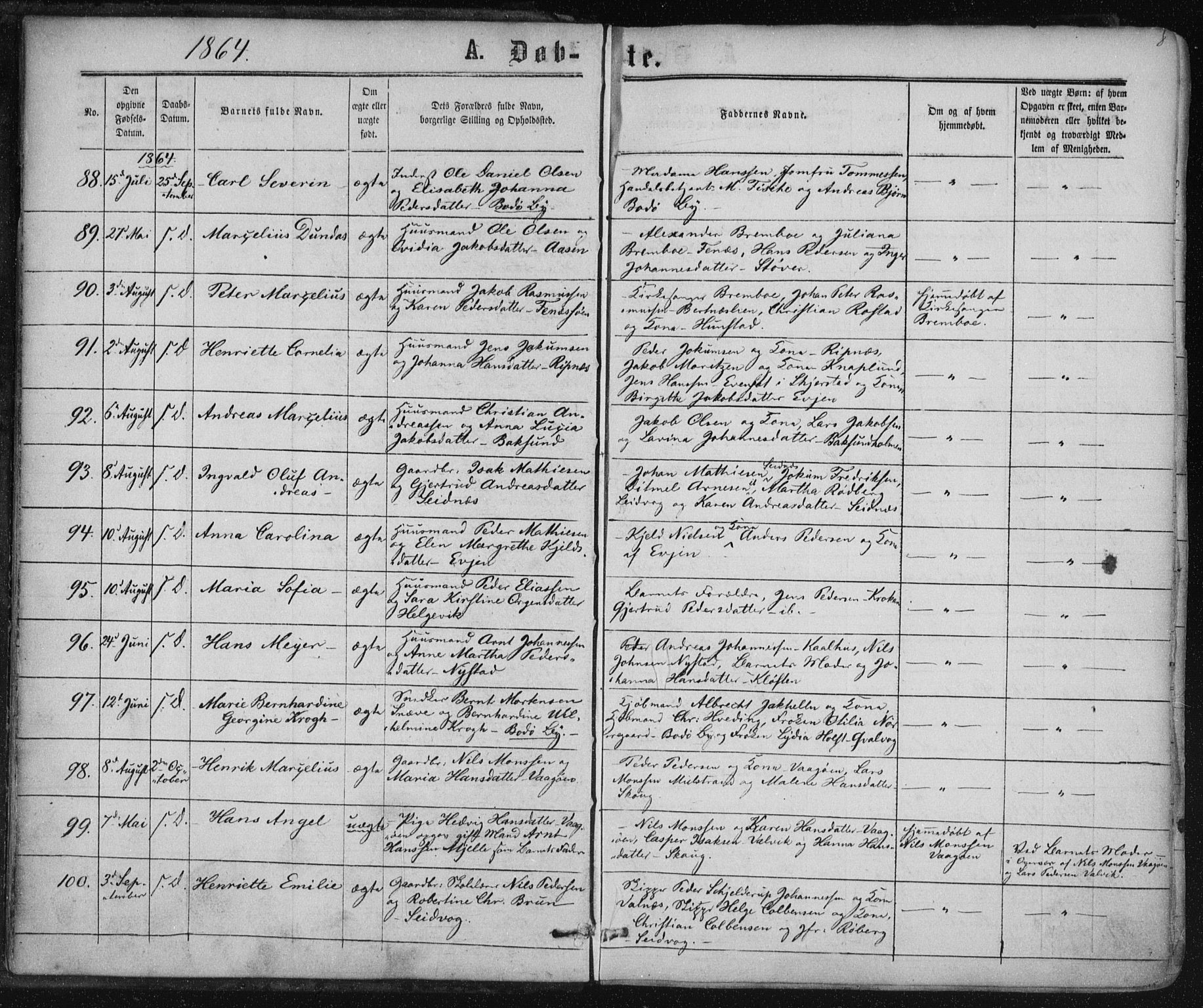 Ministerialprotokoller, klokkerbøker og fødselsregistre - Nordland, SAT/A-1459/801/L0008: Ministerialbok nr. 801A08, 1864-1875, s. 8