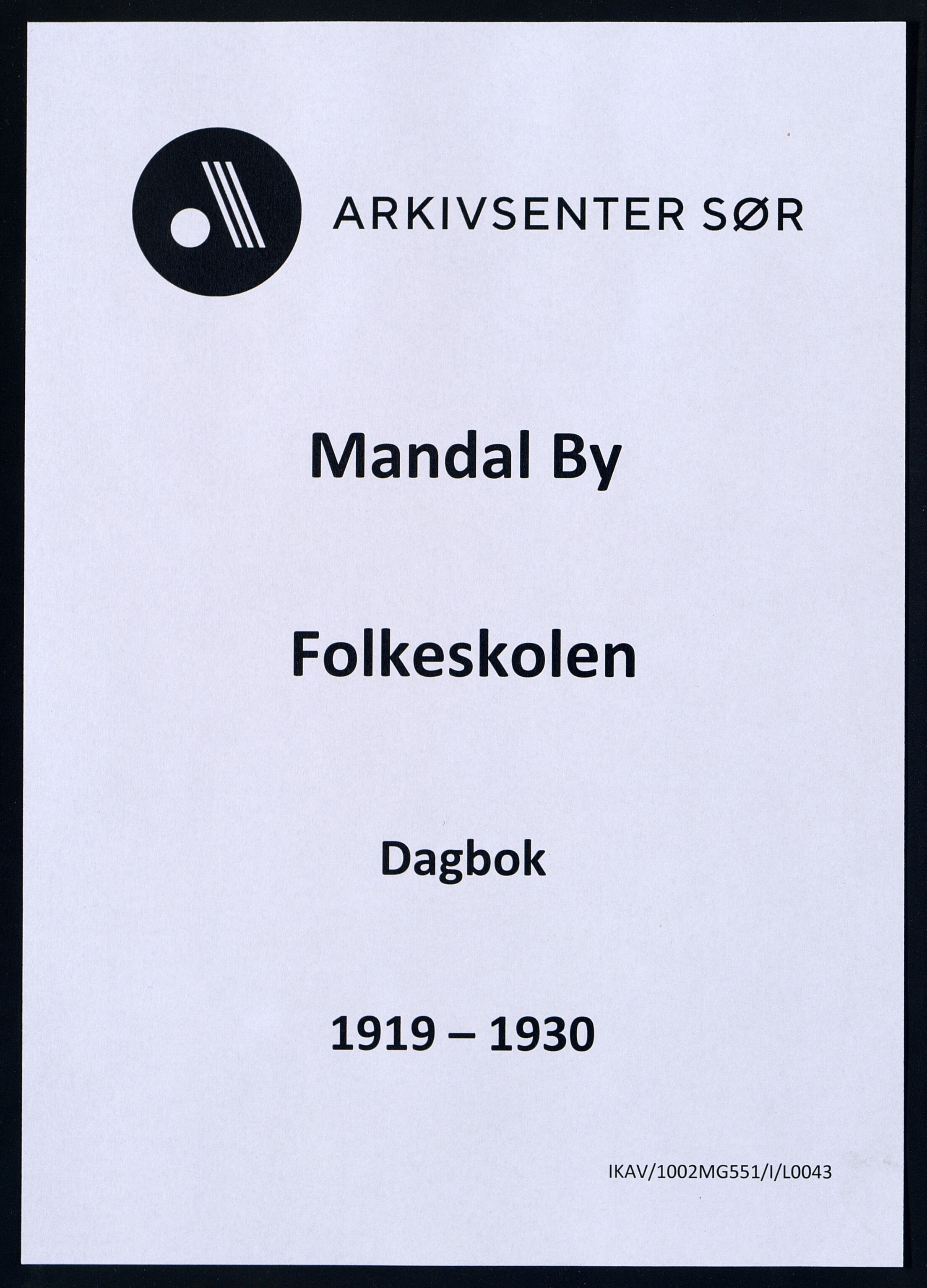 Mandal By - Mandal Allmueskole/Folkeskole/Skole, IKAV/1002MG551/I/L0043: Dagbok, 1919-1930