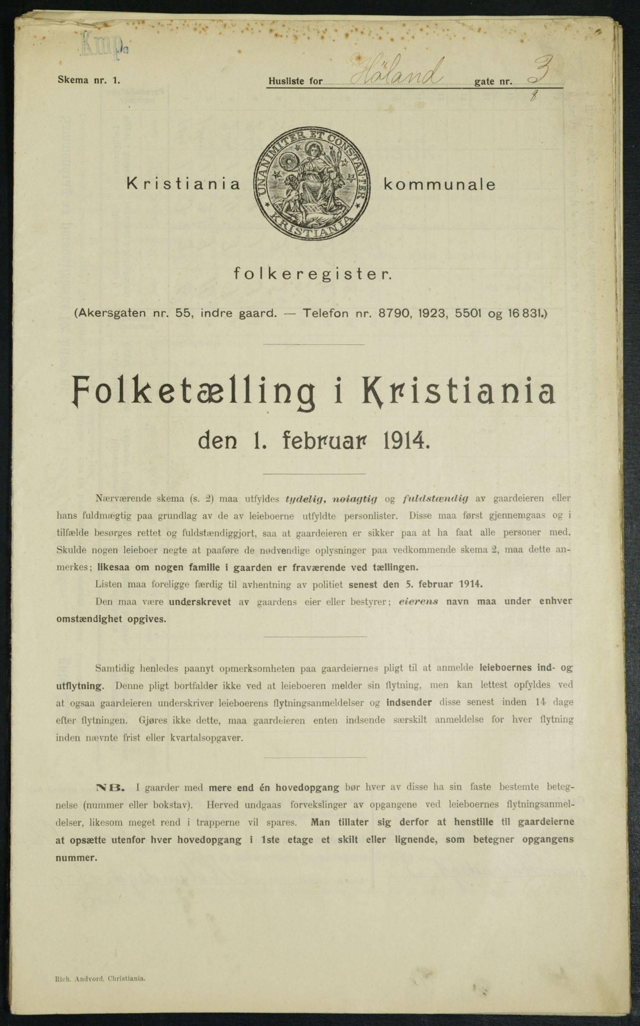 OBA, Kommunal folketelling 1.2.1914 for Kristiania, 1914, s. 42352