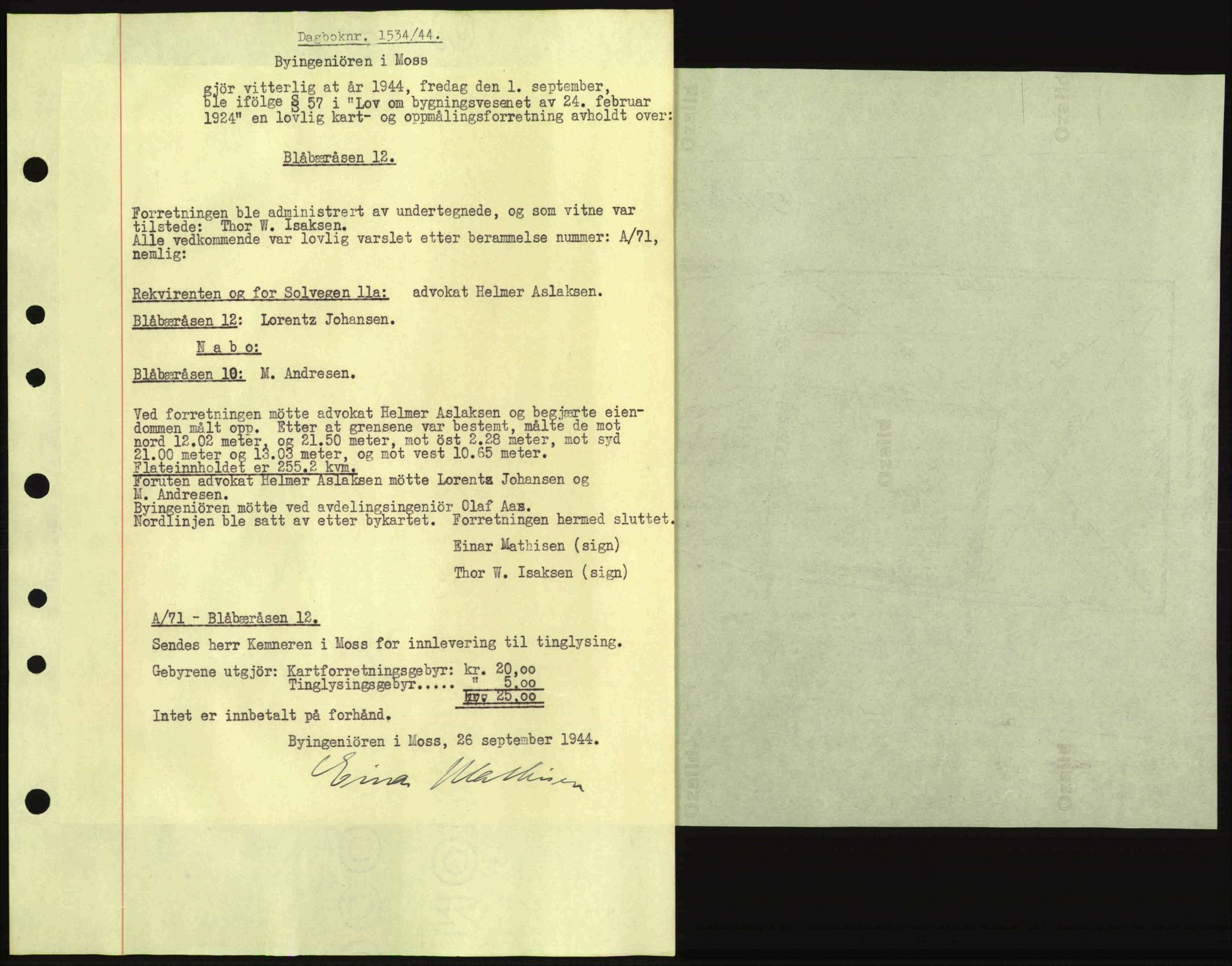 Moss sorenskriveri, SAO/A-10168: Pantebok nr. A13, 1944-1945, Dagboknr: 1534/1944