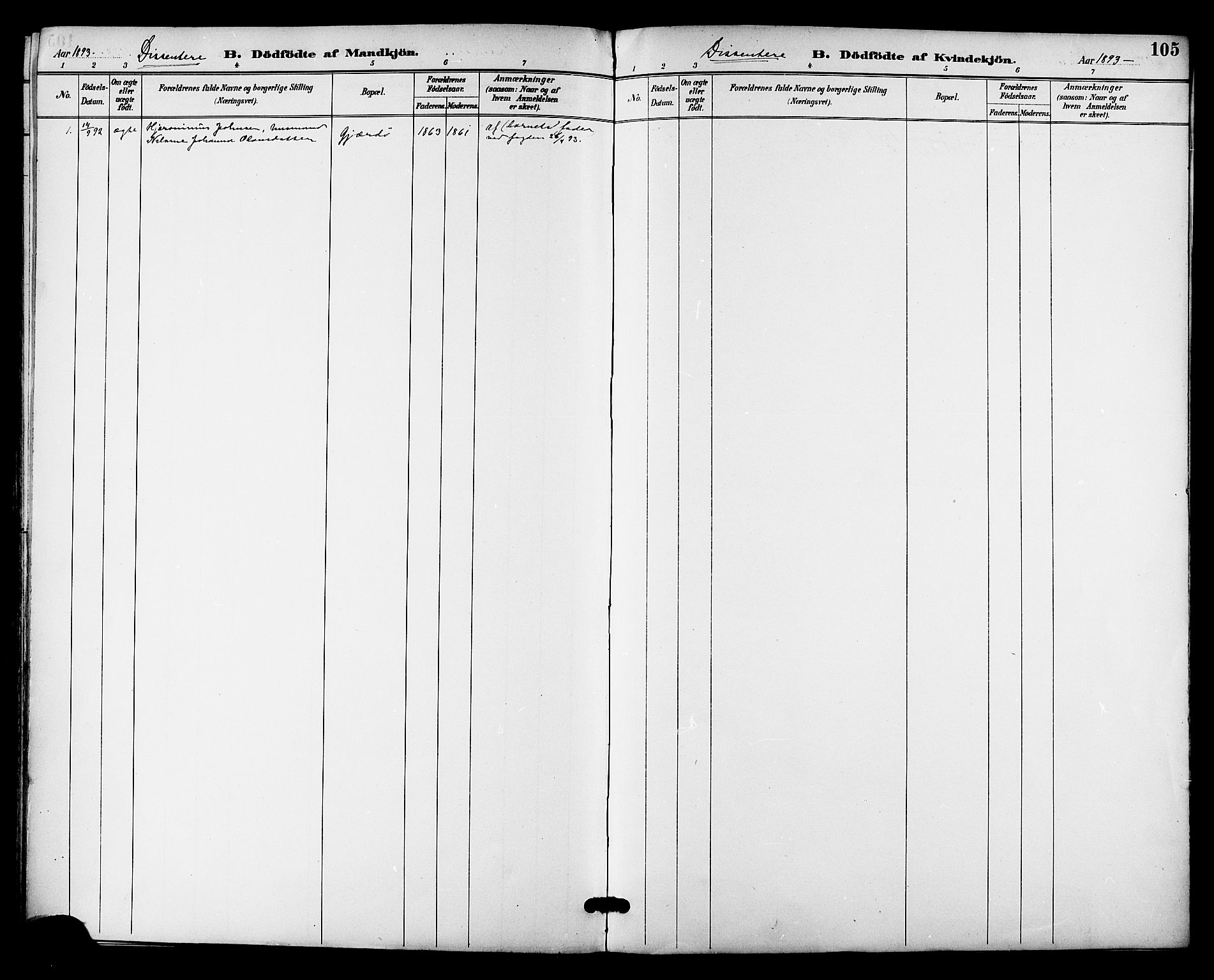 Ministerialprotokoller, klokkerbøker og fødselsregistre - Nordland, SAT/A-1459/841/L0610: Ministerialbok nr. 841A14, 1890-1901, s. 105