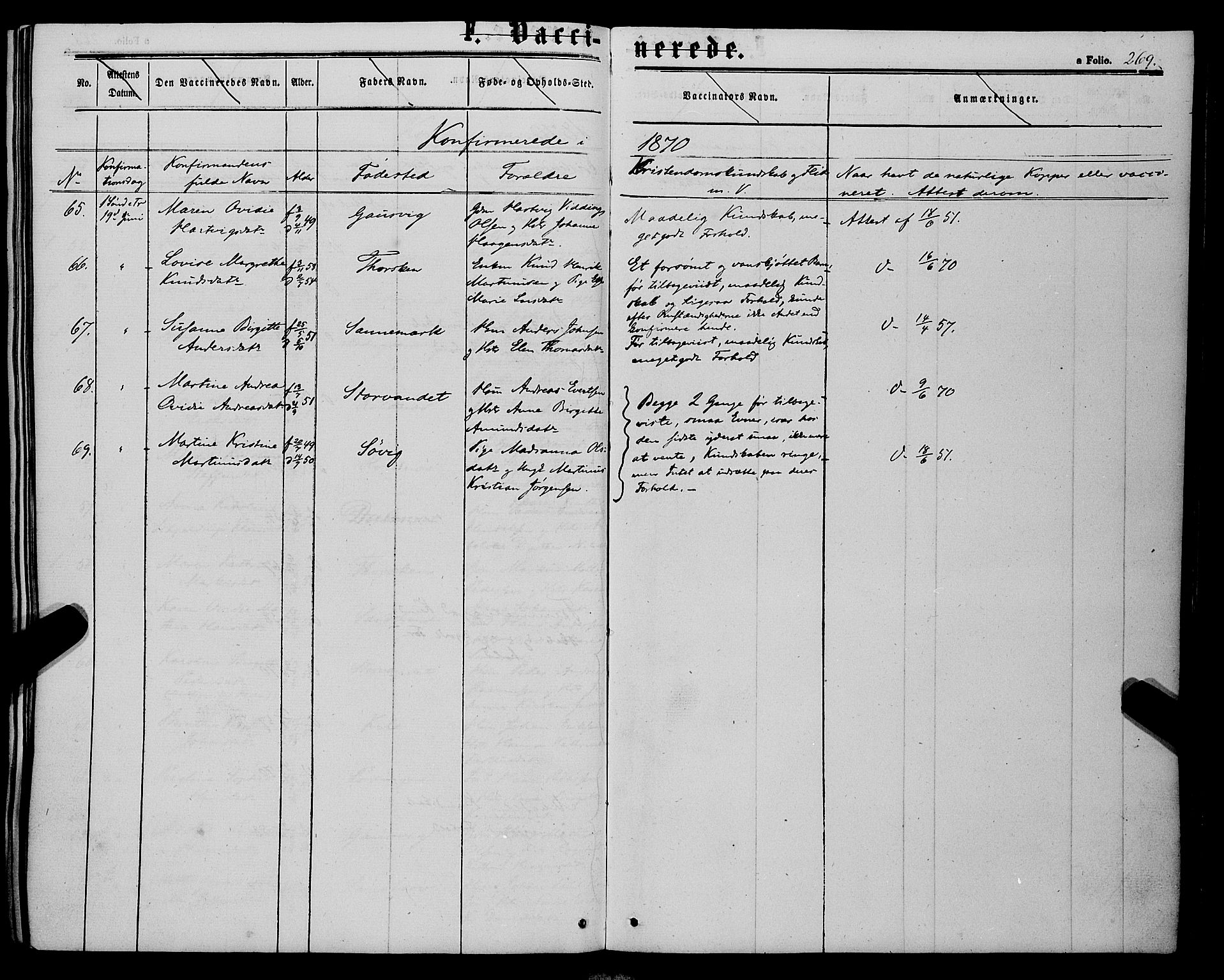 Trondenes sokneprestkontor, AV/SATØ-S-1319/H/Ha/L0012kirke: Ministerialbok nr. 12, 1863-1870, s. 269